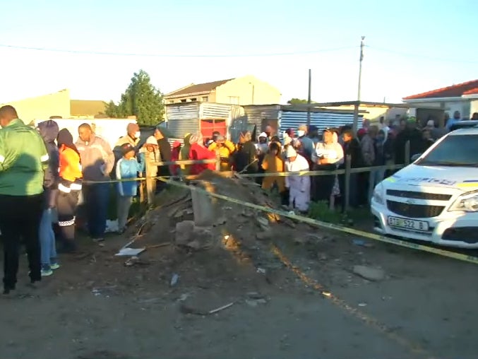 Emergency services at the scene of the deaths at the Enyobeni Tavern