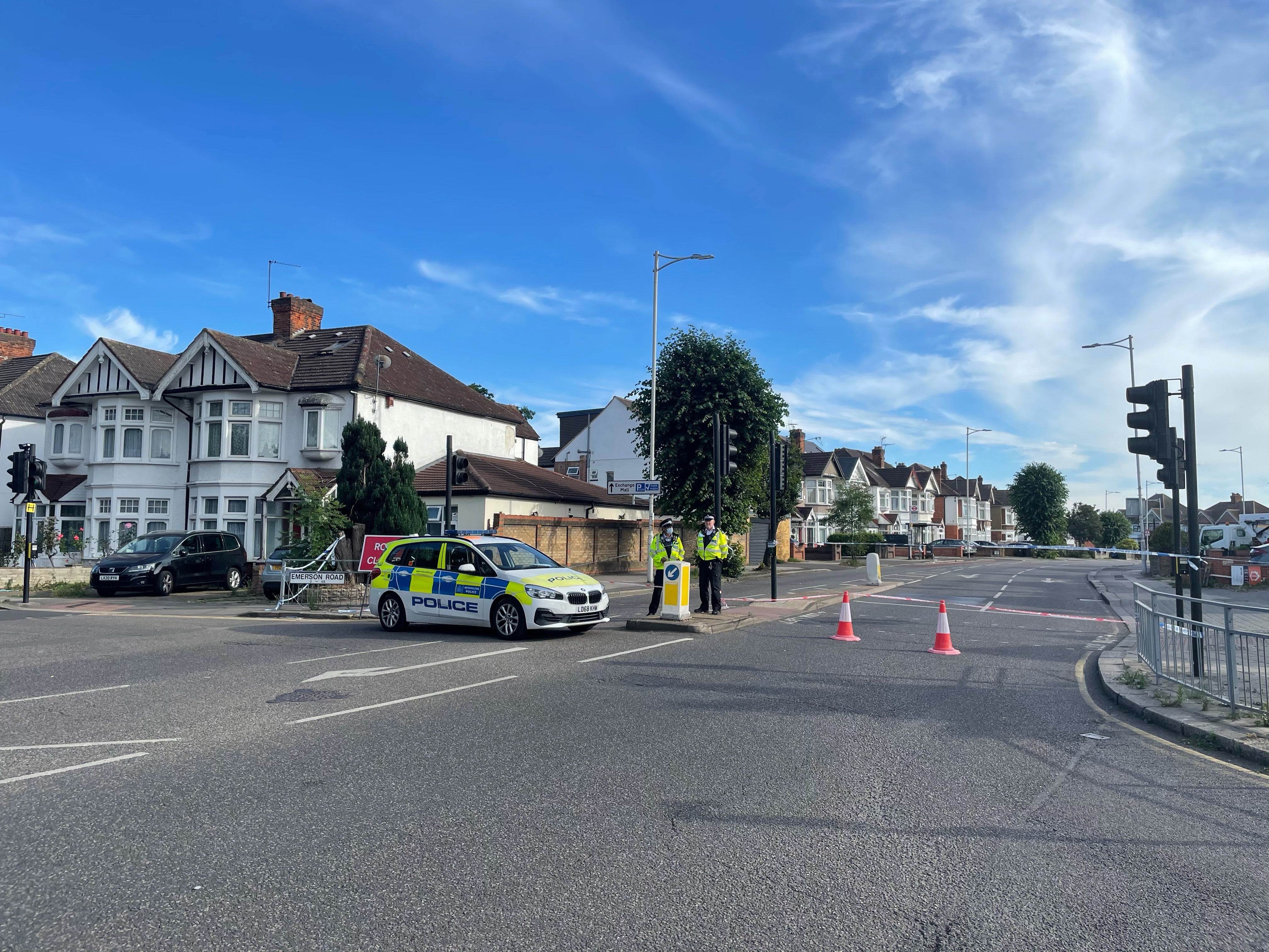 A police cordon in Ilford following the death of a 36-year-old woman (Luke O’Reilly/PA)