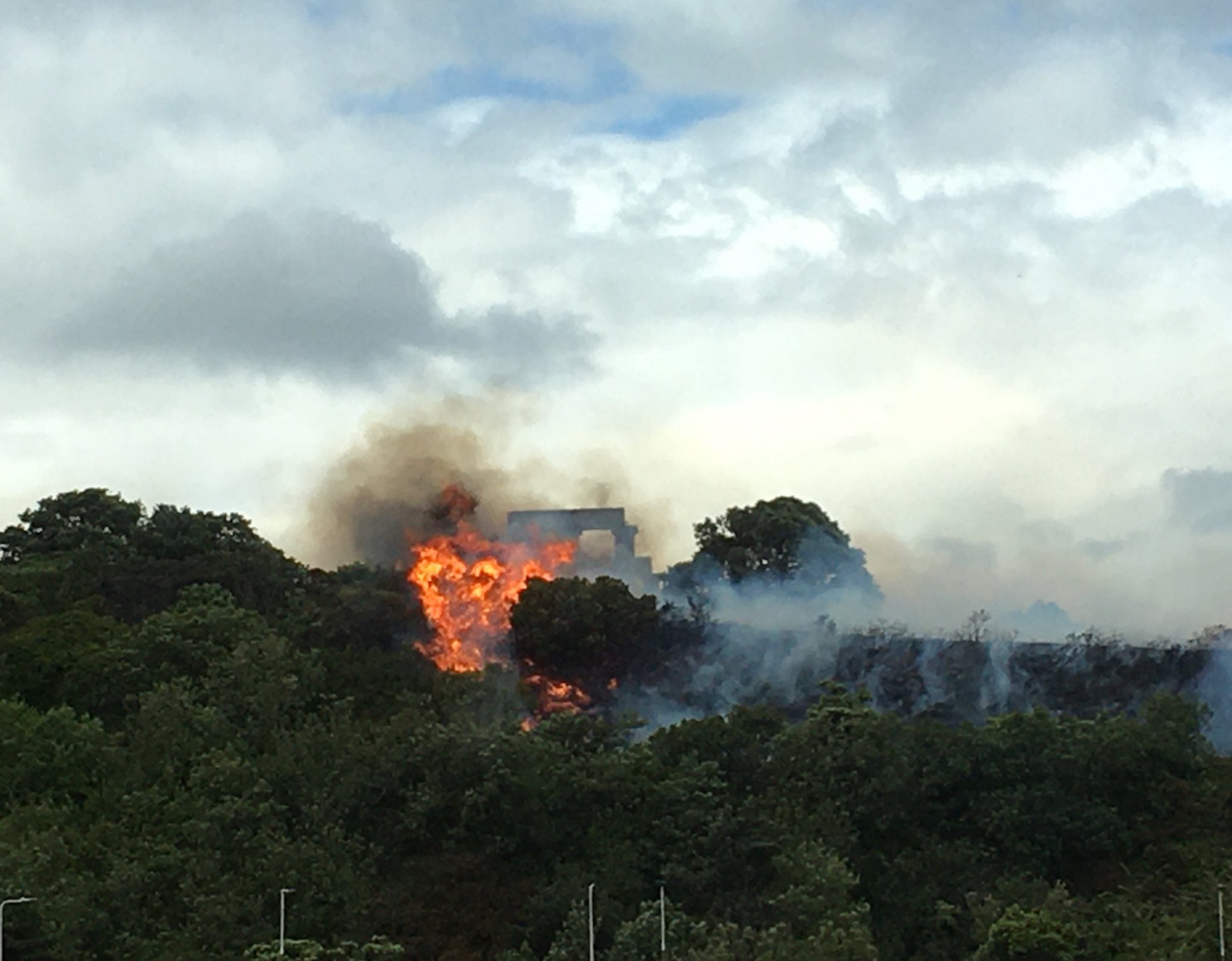 The wildfire at Edinburgh city centre landmark Calton Hill (Jamie McCormick/PA)