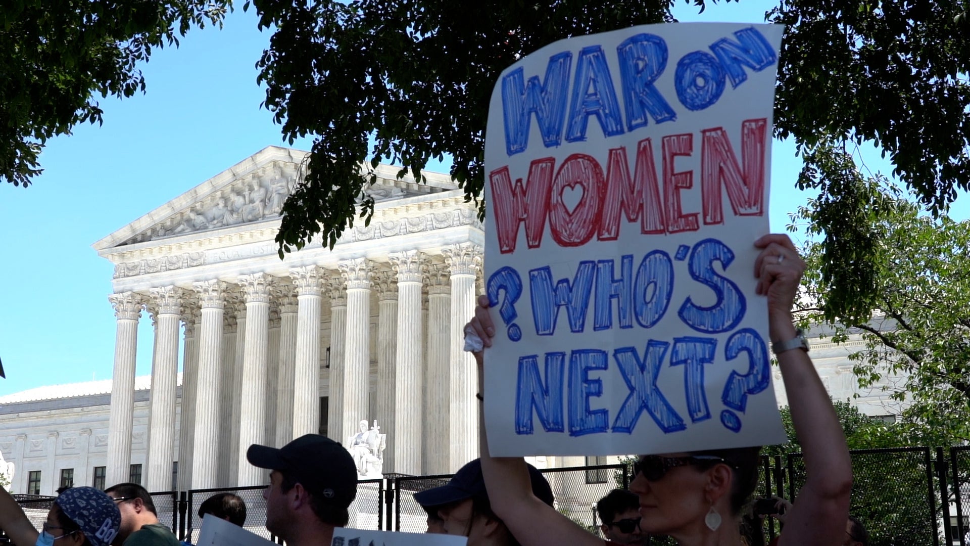 Pro-choice demonstrators protested outside the Supreme Court after Roe v Wade was overturned