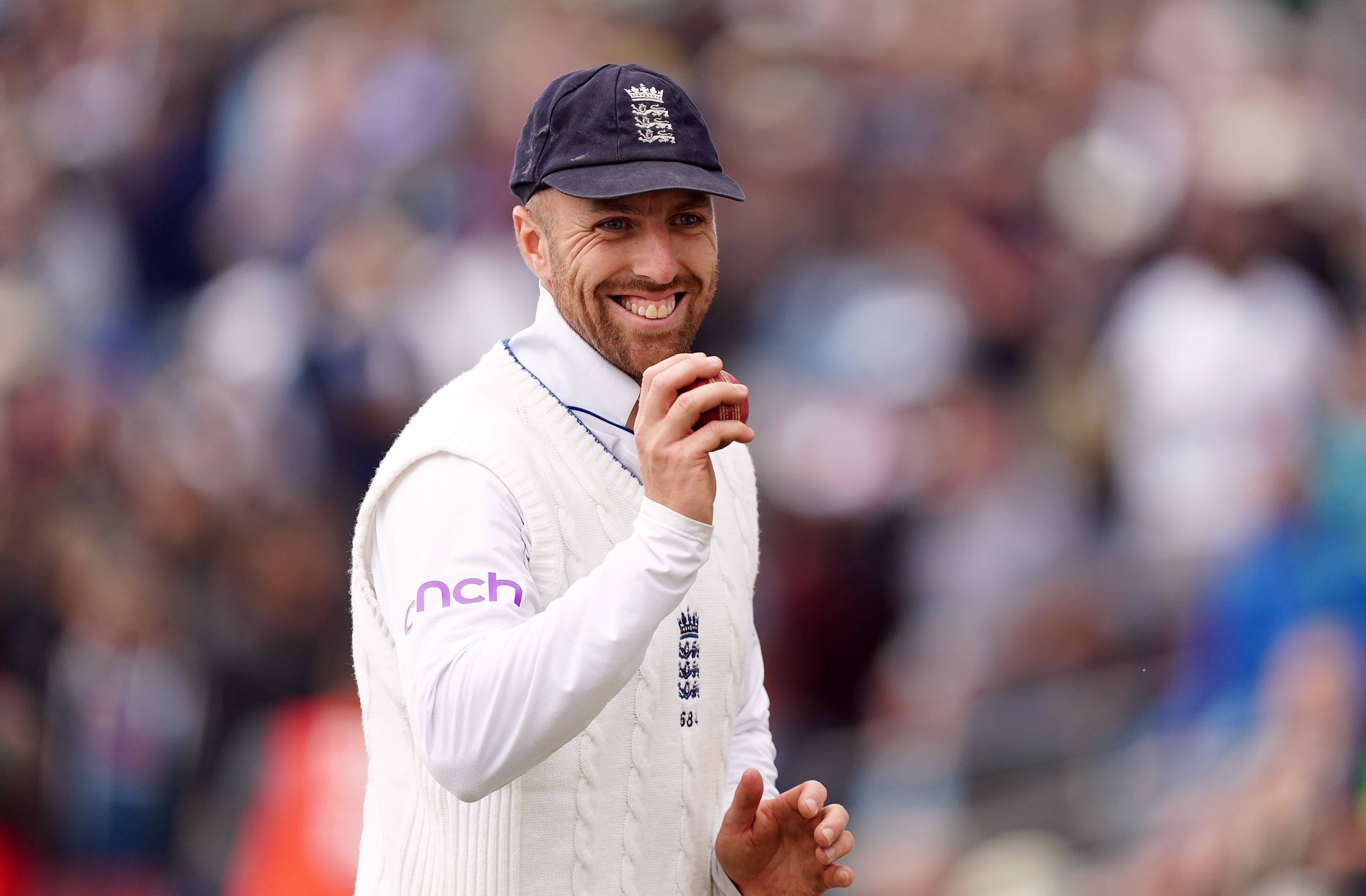 England’s Jack Leach walks off with the ball after taking five wickets in New Zealand’s second innings to make it 10 in total for the match (Mike Egerton/PA)