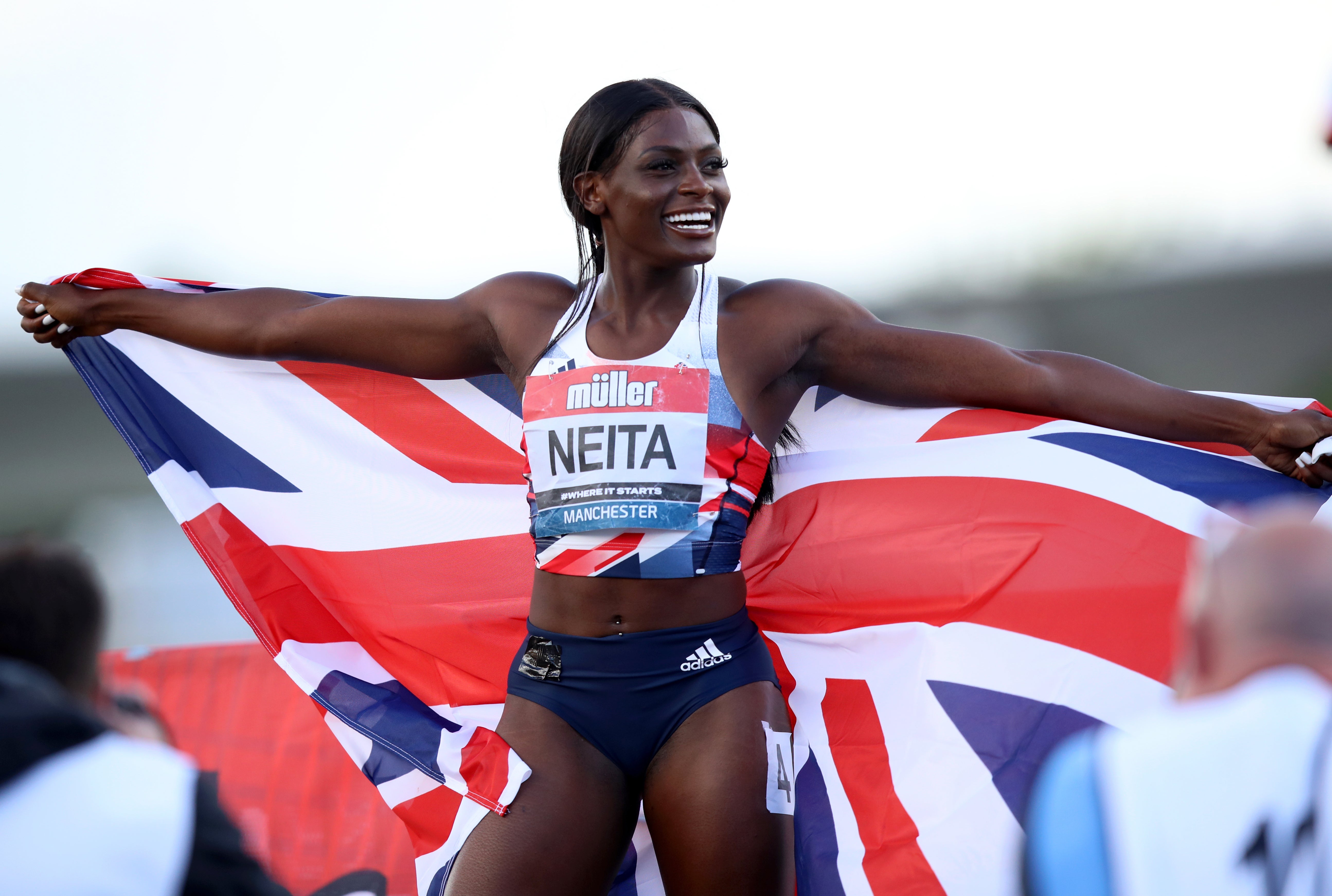 Daryll Neita won both the 100 metres and 200m at the British Championships at Manchester Regional Arena (Isaac Parkin/PA)