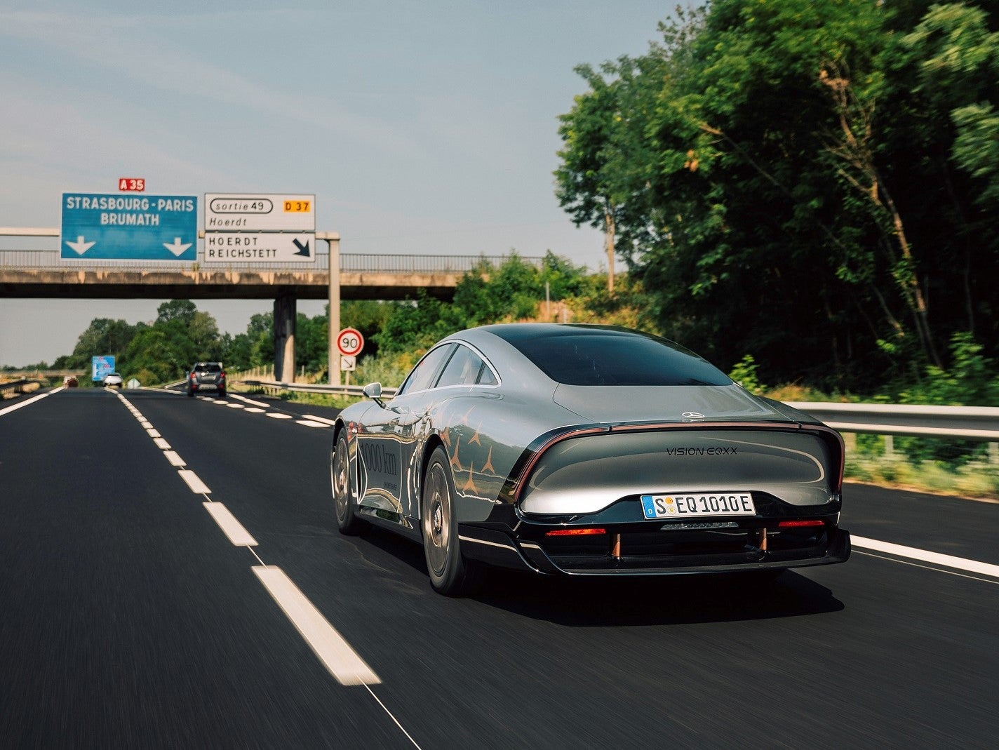 The Mercedes-Benz Vision EQXX crossed northern France on its record-breaking journey