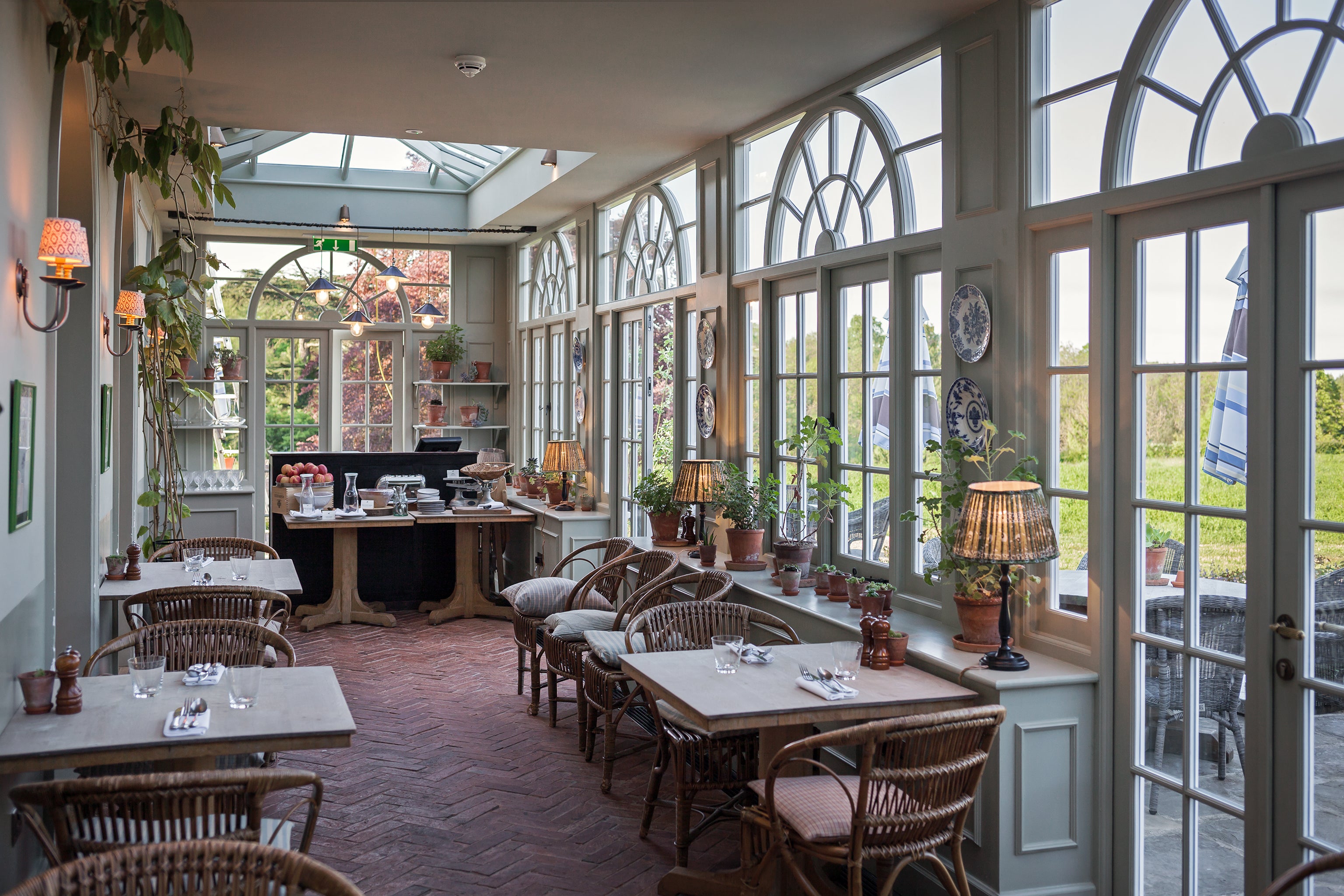 Beaverbrook’s garden restaurant looks out over the surrounding natural landscape