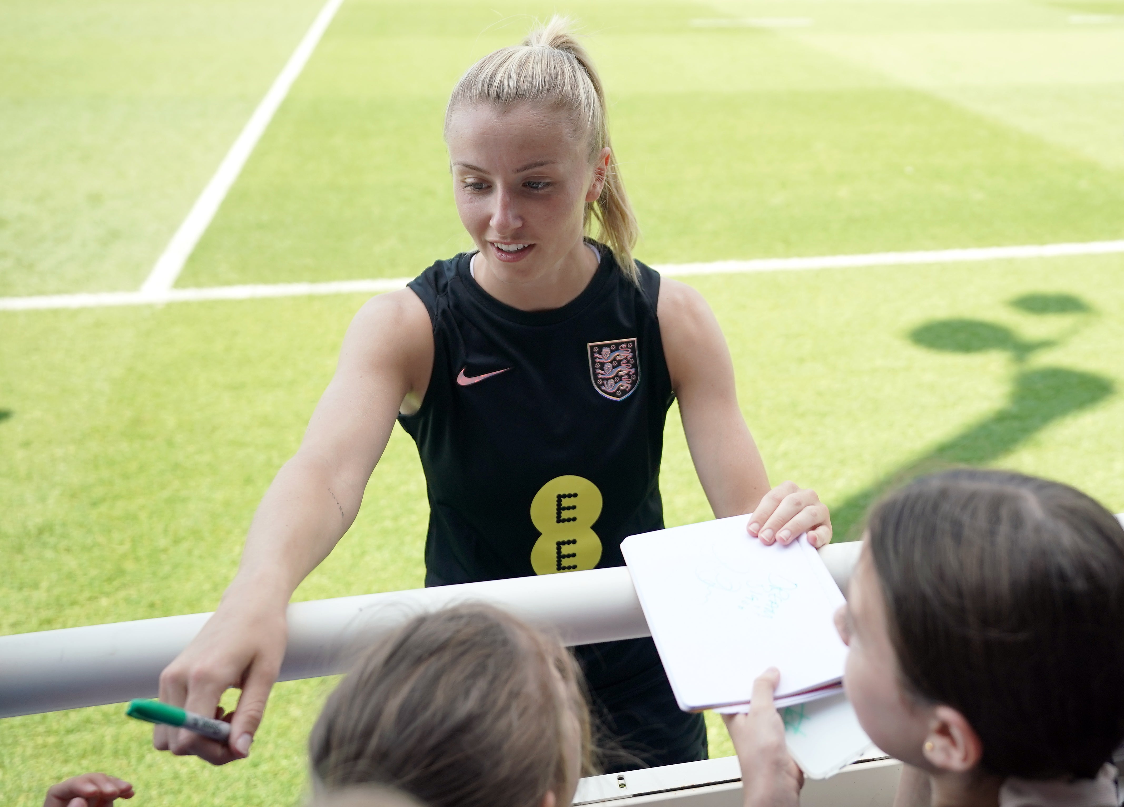 Leah Williamson is embracing the responsibility of leading England at the Euros (Zac Goodwin/PA)