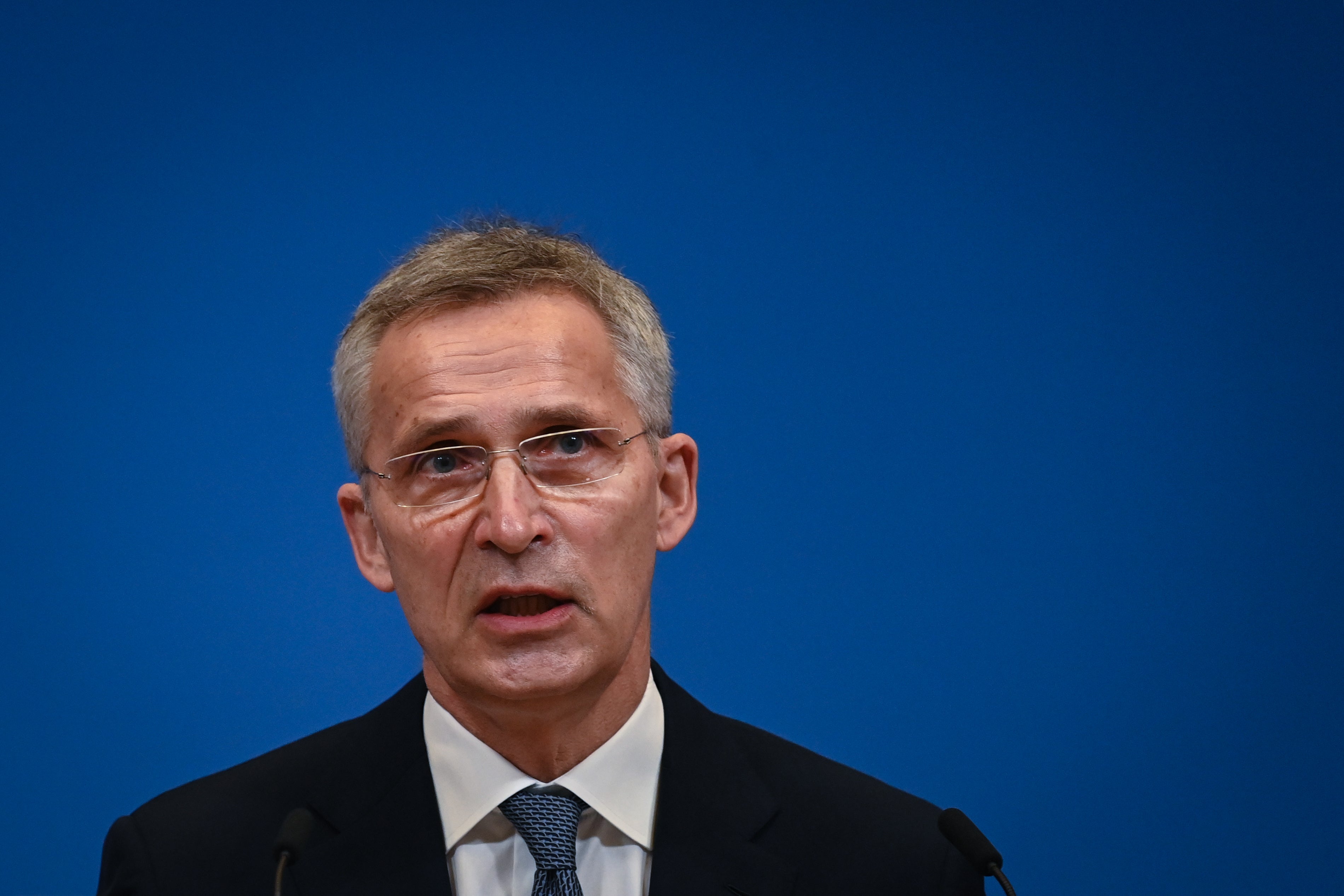 Nato secretary general Jens Stoltenberg with Prime Minister Boris Johnson at Nato Headquarters in Brussels, Belgium, as tensions remain high over the build-up of Russian forces near the border with Ukraine. Picture date: Thursday February 10, 2022.