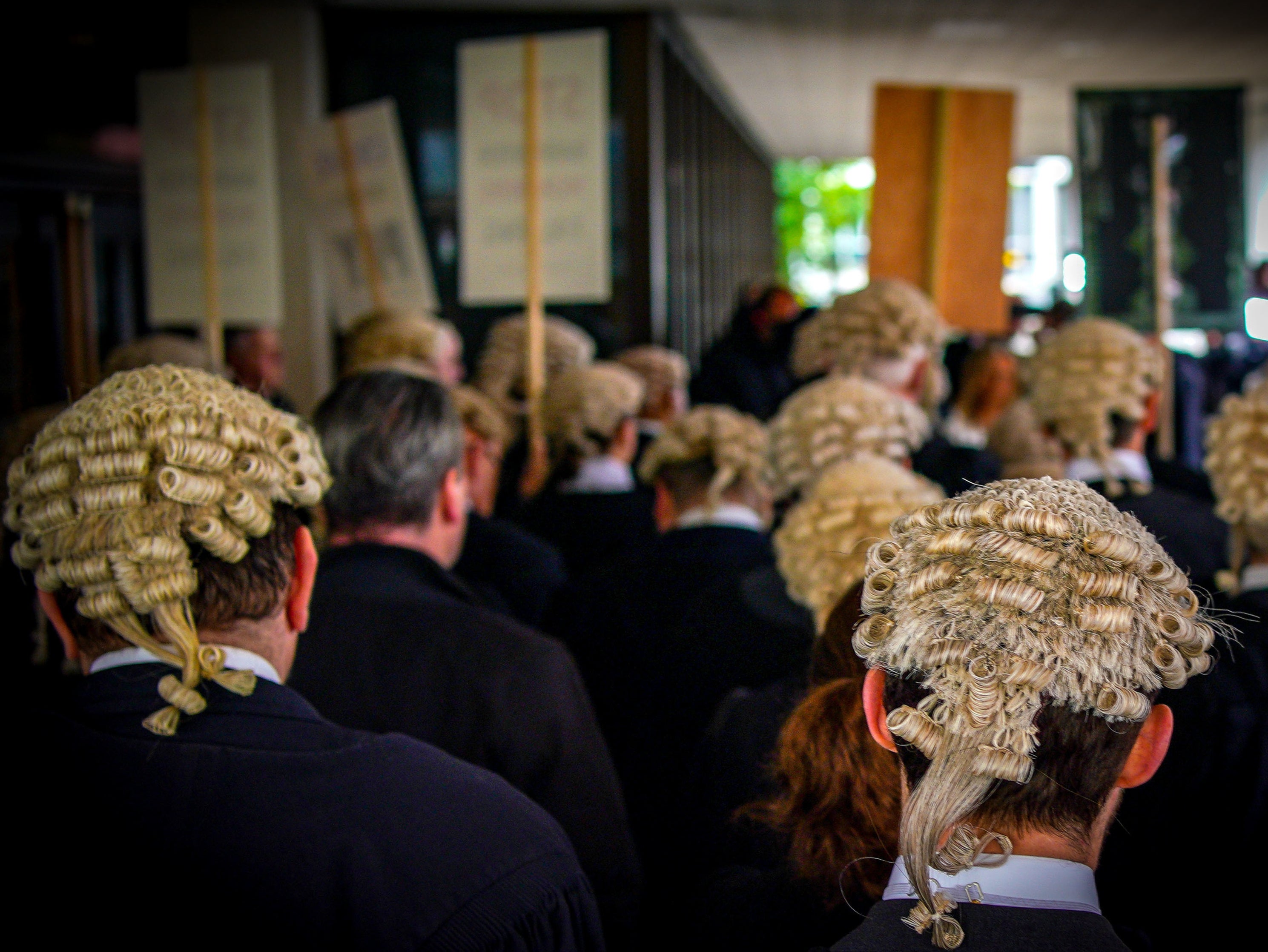 Barristers protesting outside Manchester Crown Court on 27 June 2022