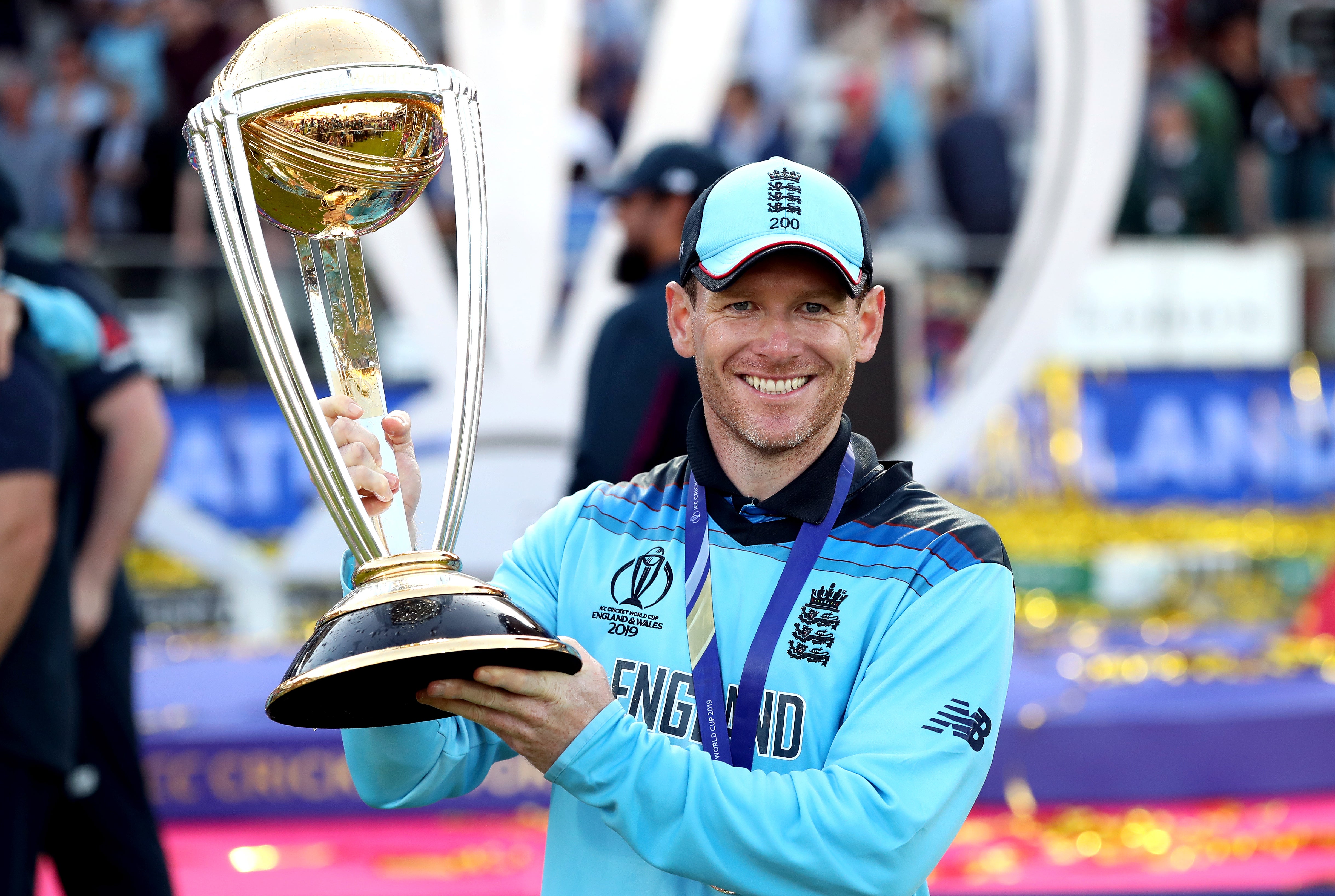 Posing with the World Cup trophy (Nick Potts/PA)