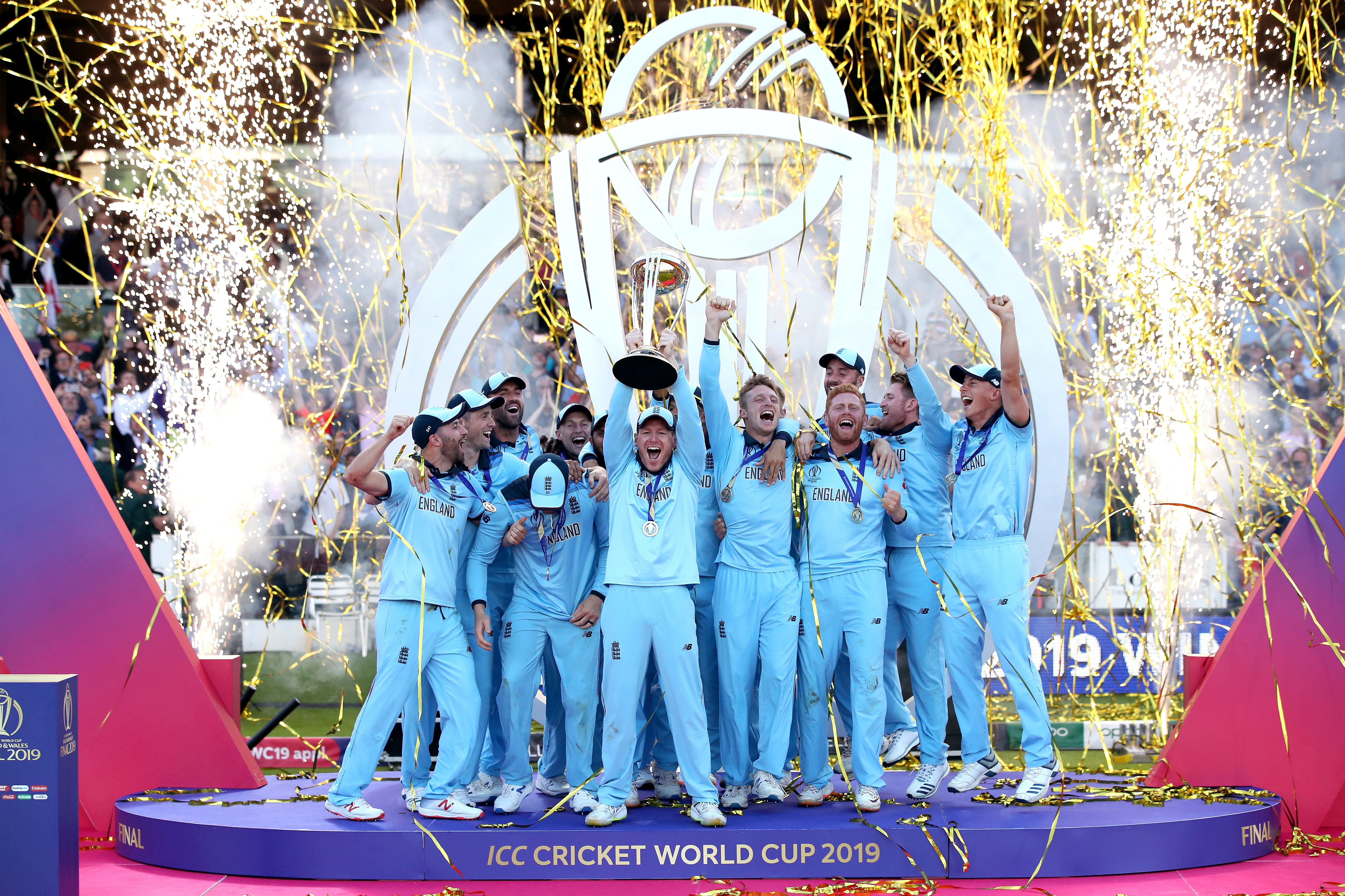 Lifting the World Cup at Lord’s after a thrilling final against New Zealand (Nick Potts/PA)