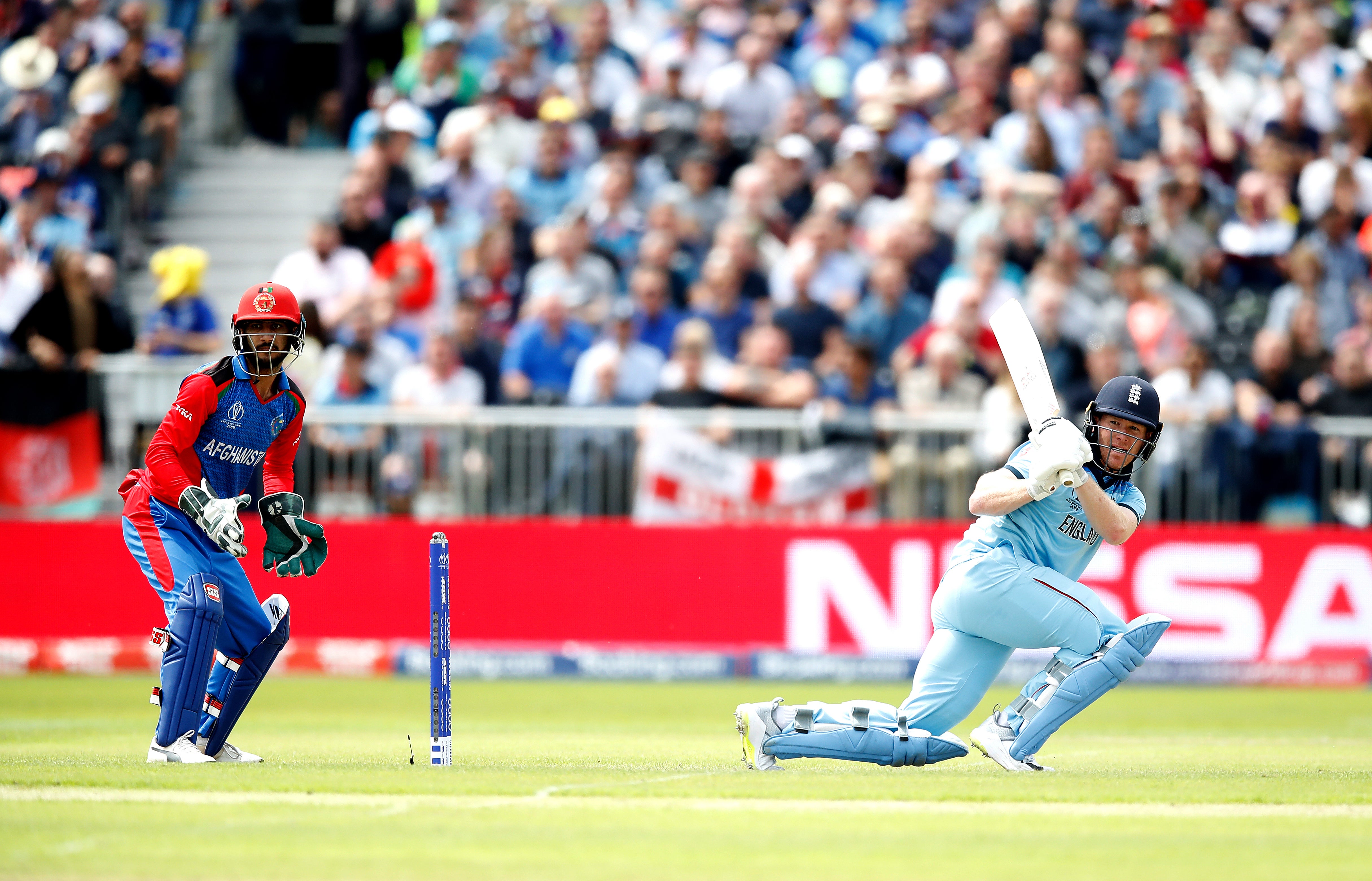 Morgan hit a record 17 sixes in one innings to score 148 as England beat Afghanistan in the group stages of the 2019 World Cup (Martin Rickett/PA)