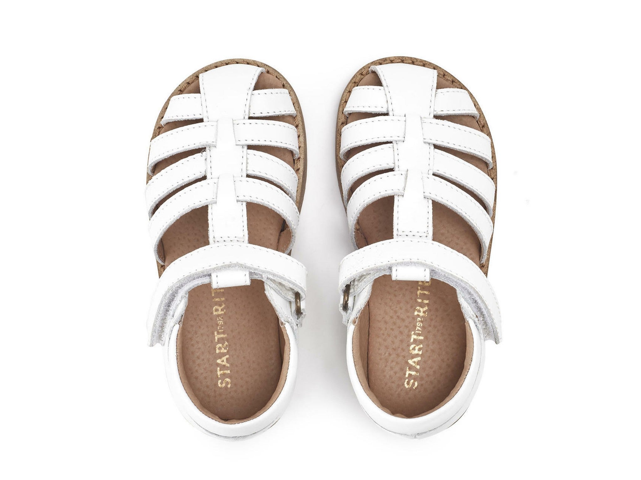 Start-Rite coastal white leather T-Bar riptape sandals