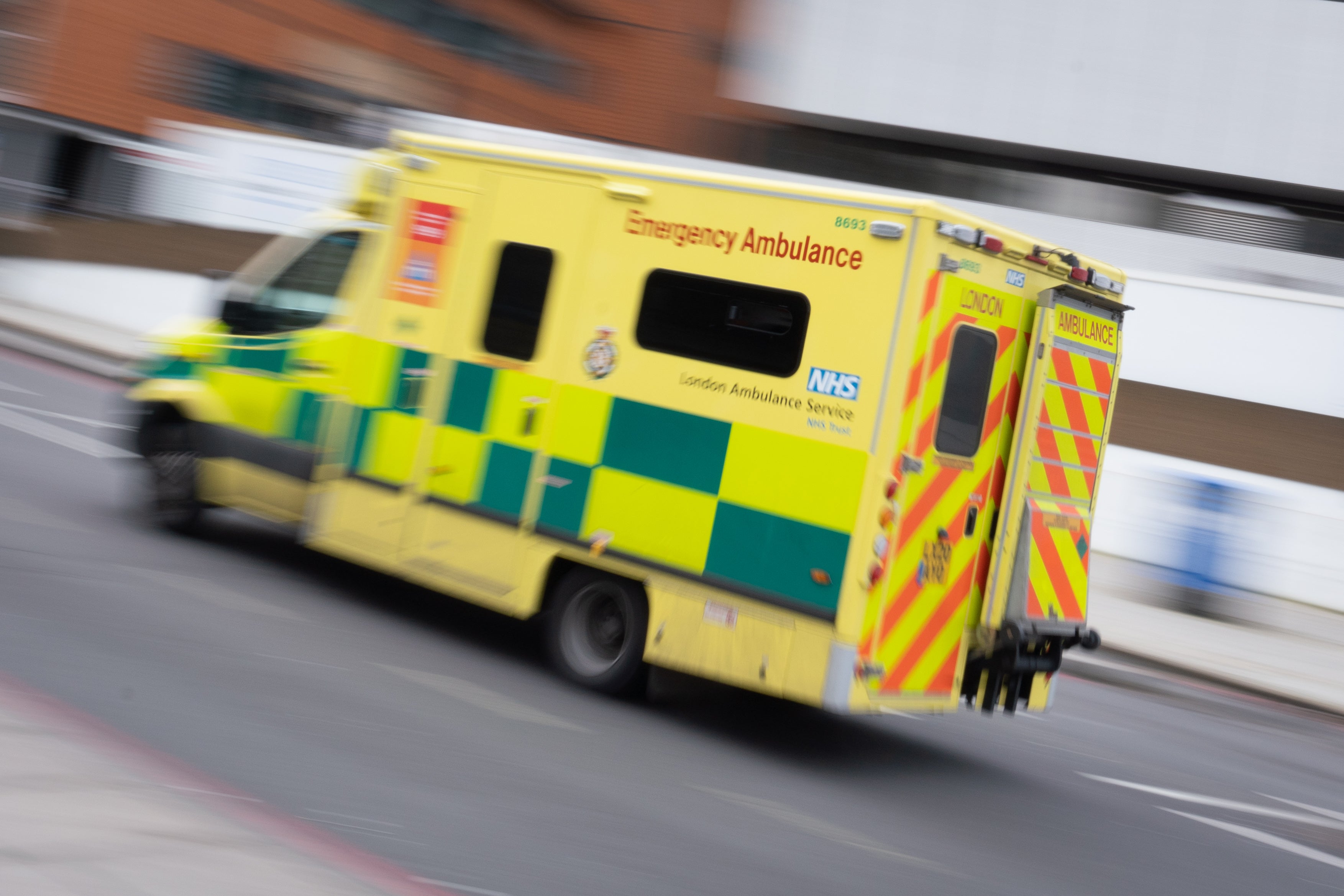 An ambulance arriving outside St Thomas’ Hospital in central London