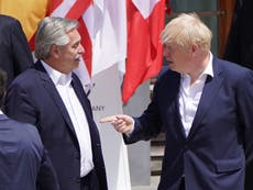 Boris Johnson reveals Falklands row with Argentinian president at G7