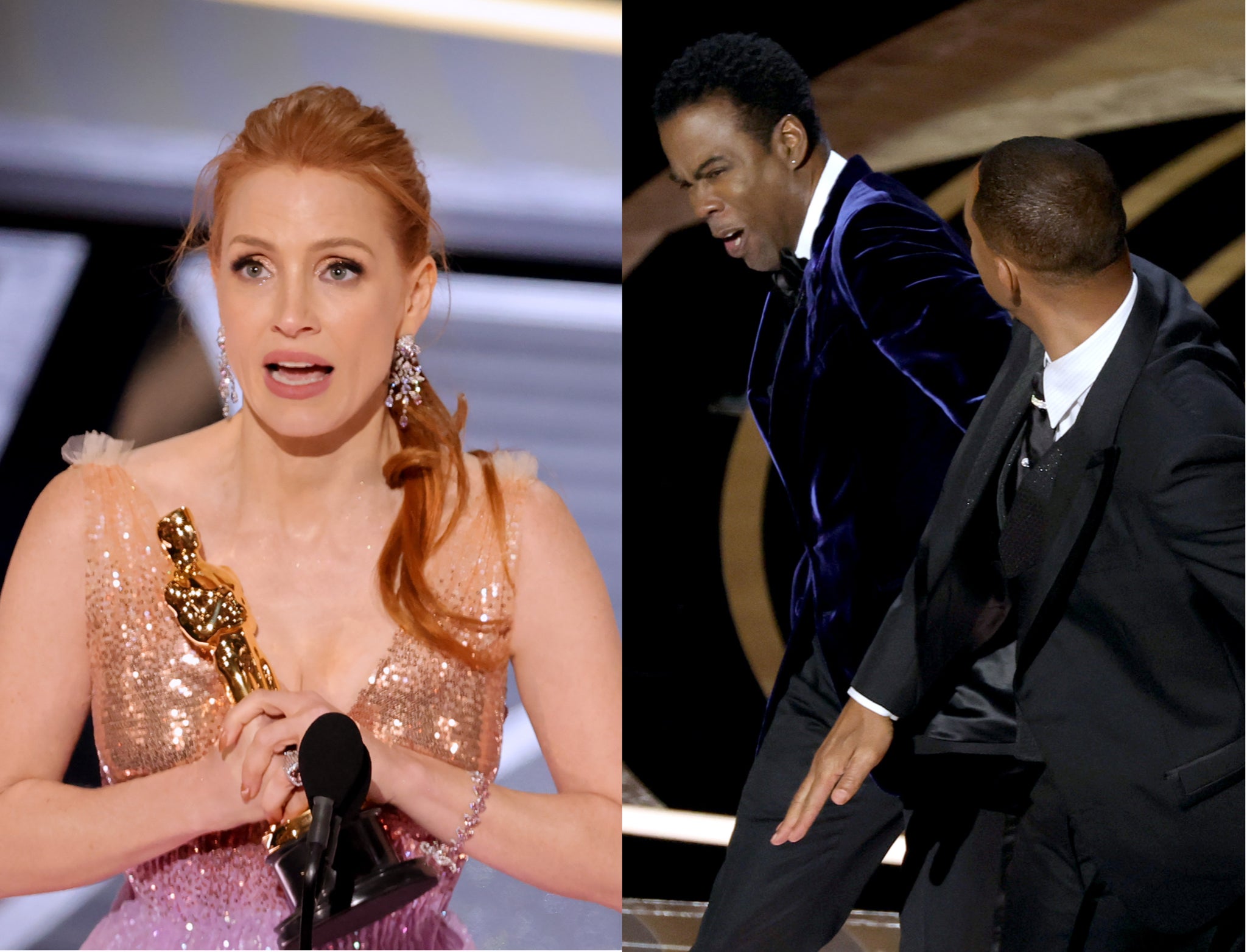 Jessica Chastain gave her speech shortly after Will Smith slapped Chris Rock at the Oscars