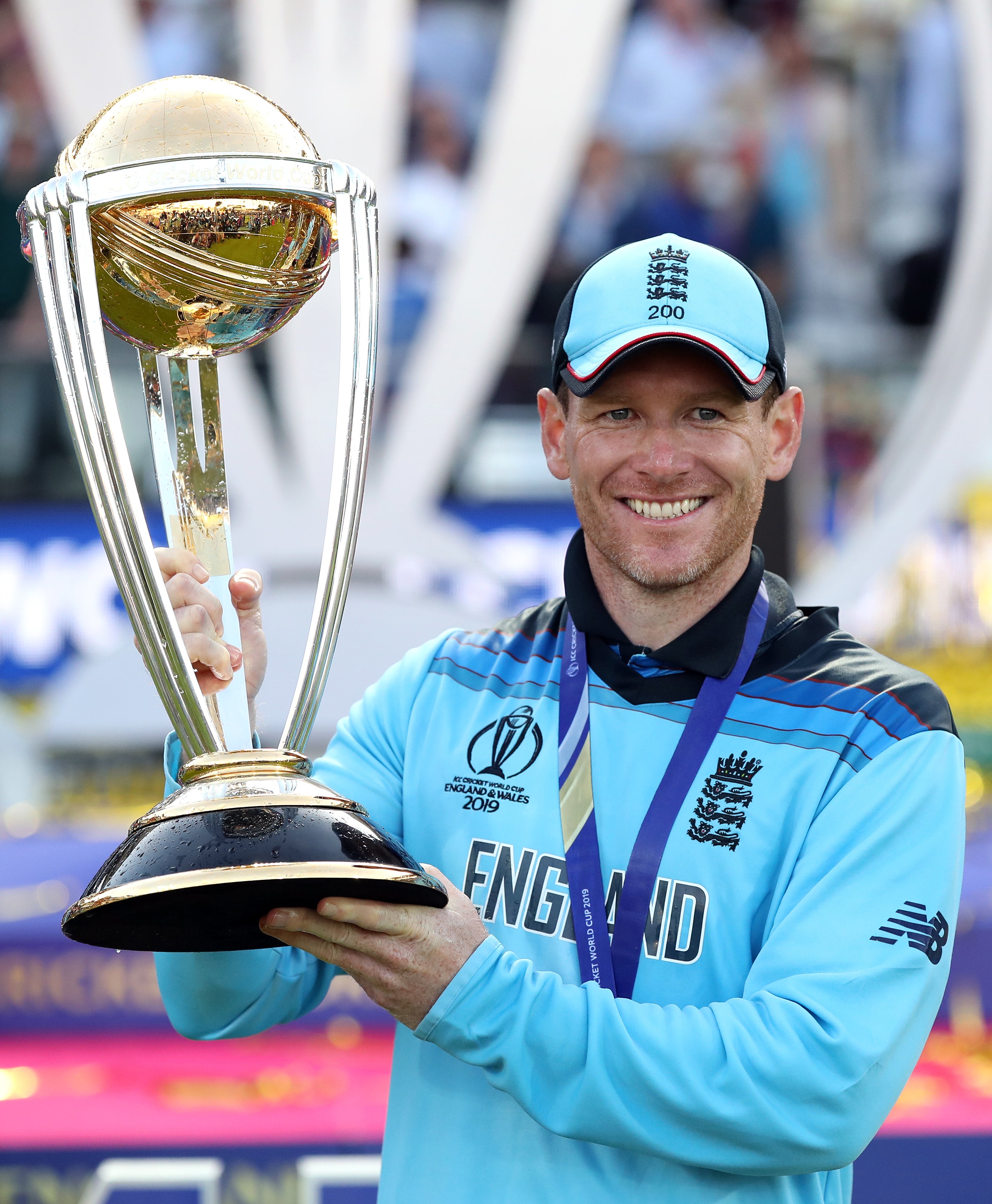 Eoin Morgan celebrates England’s World Cup final victory (Nick Potts/PA).