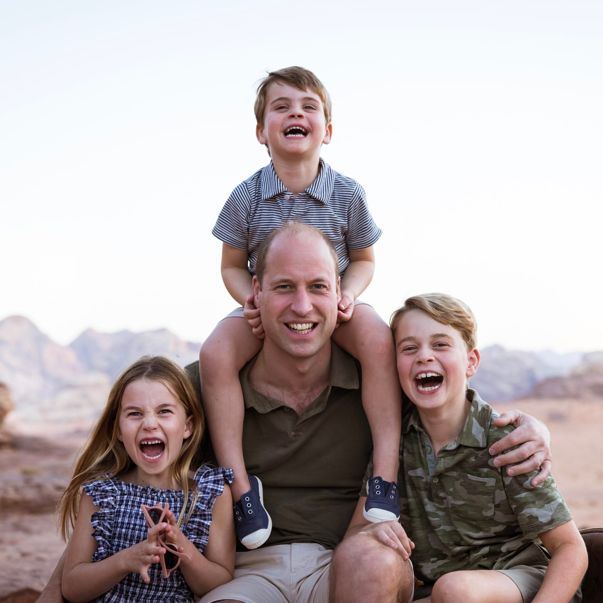 Prince William with his three children, Prince George, eight, Princess Charlotte, seven, and Prince Louis, four