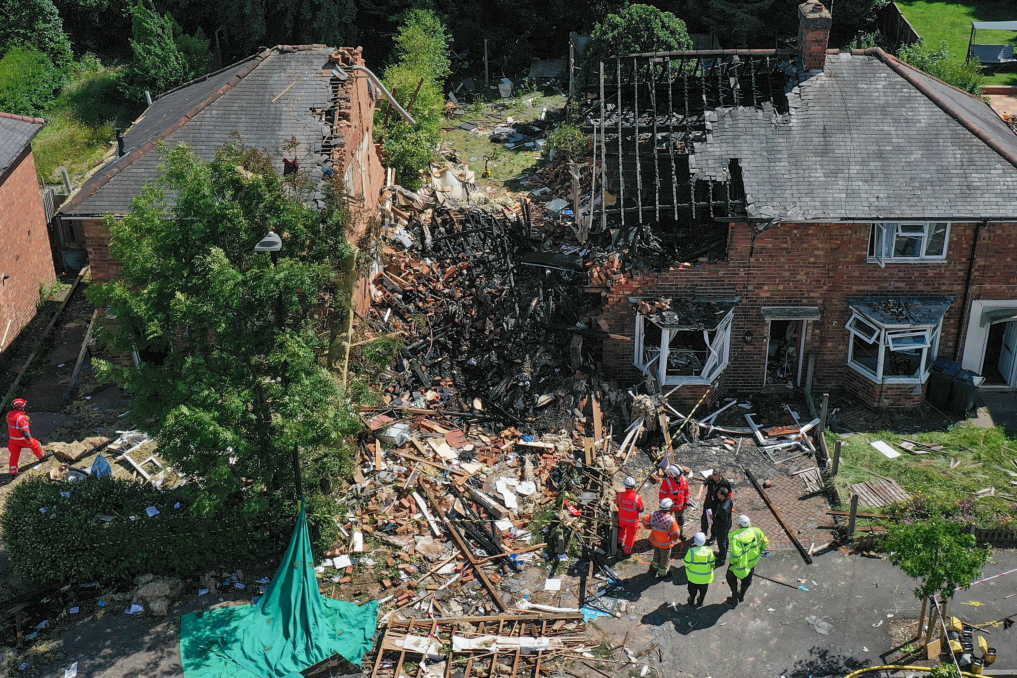 The scene after an explosion destroyed a house in Birmingham