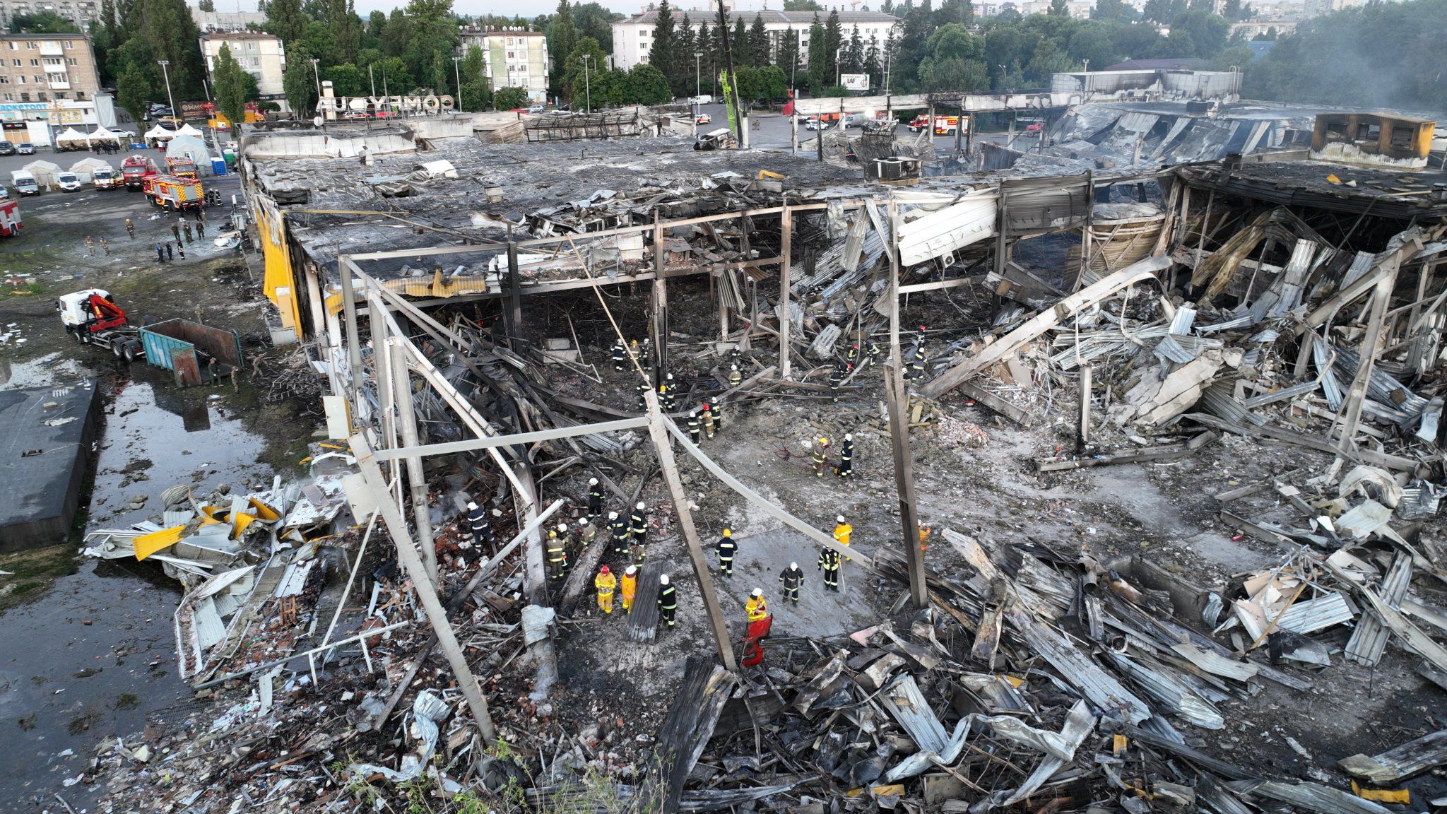 The strike damaged 60 per cent of the mall, Ukraine’s State Emergency Service said