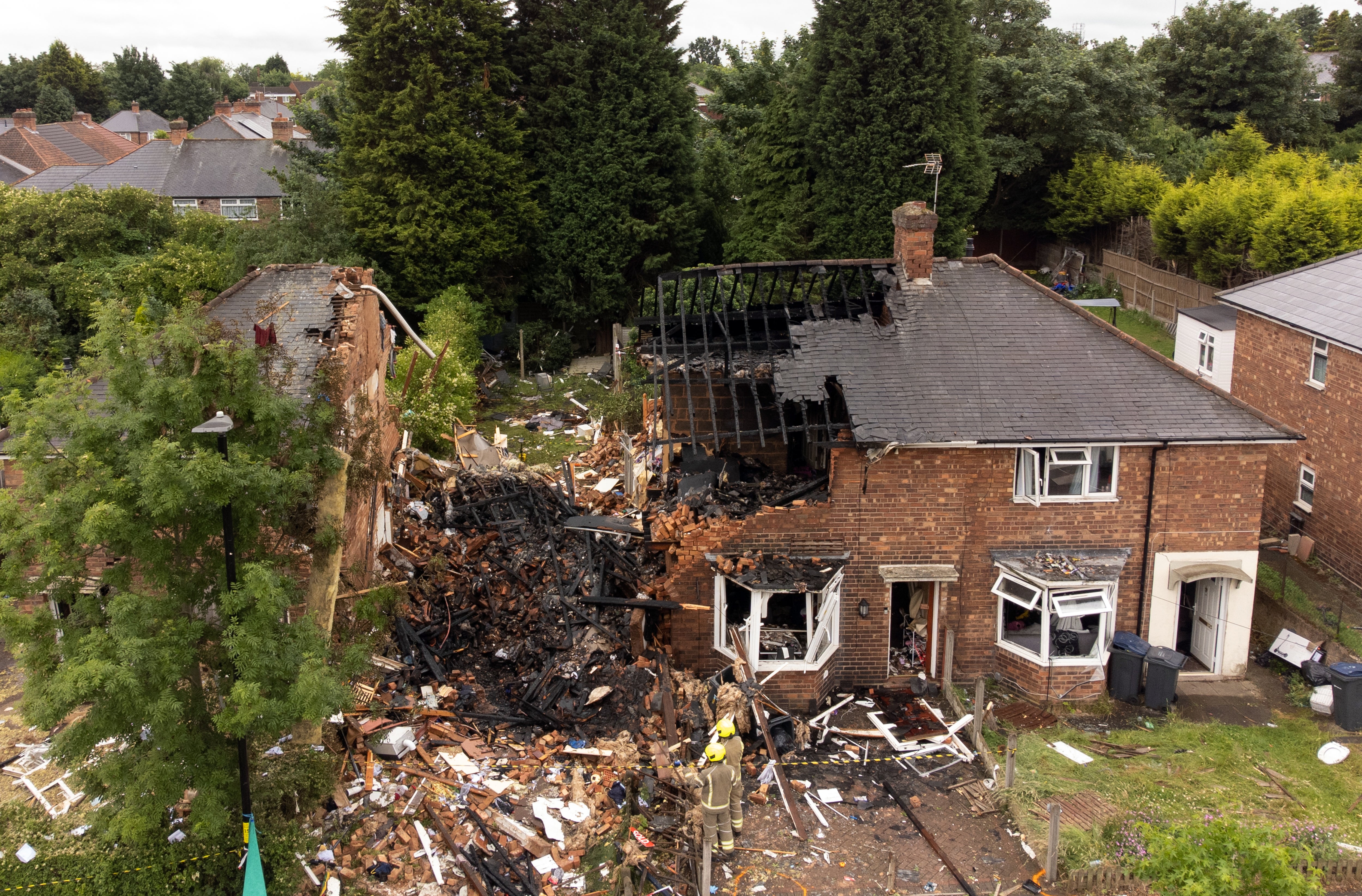 The gas blast scene in Dulwich Road, Kingstanding, Birmingham (Joe Giddens/PA)