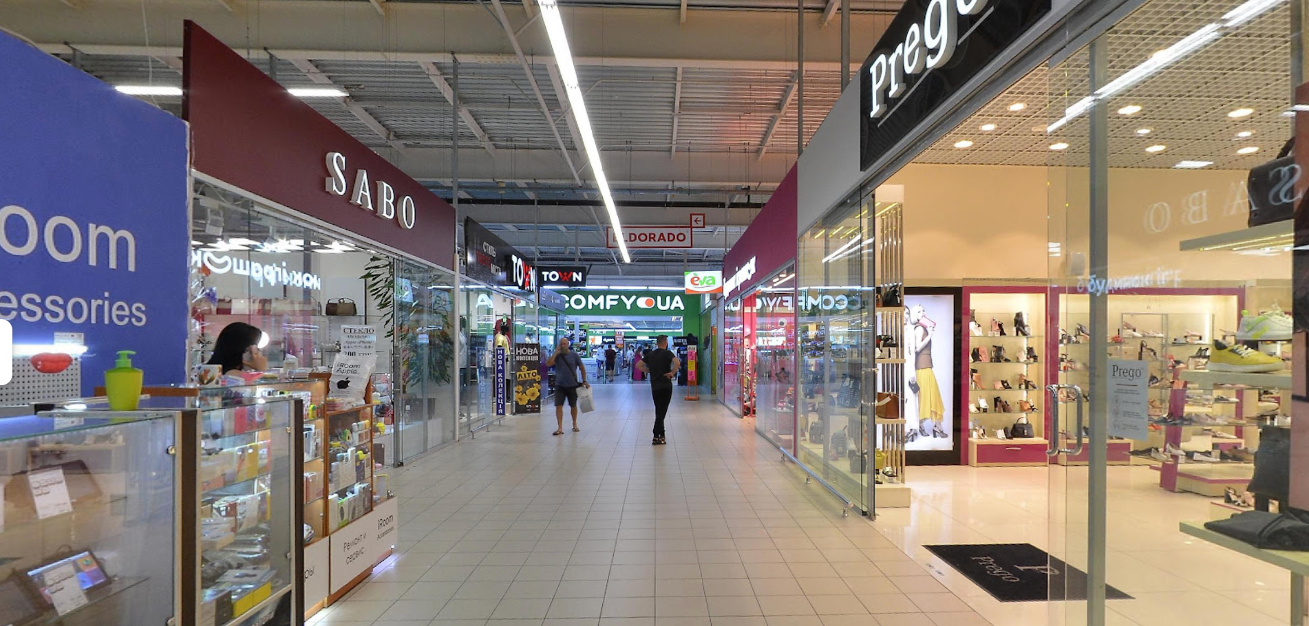 Inside the shopping centre in 2020