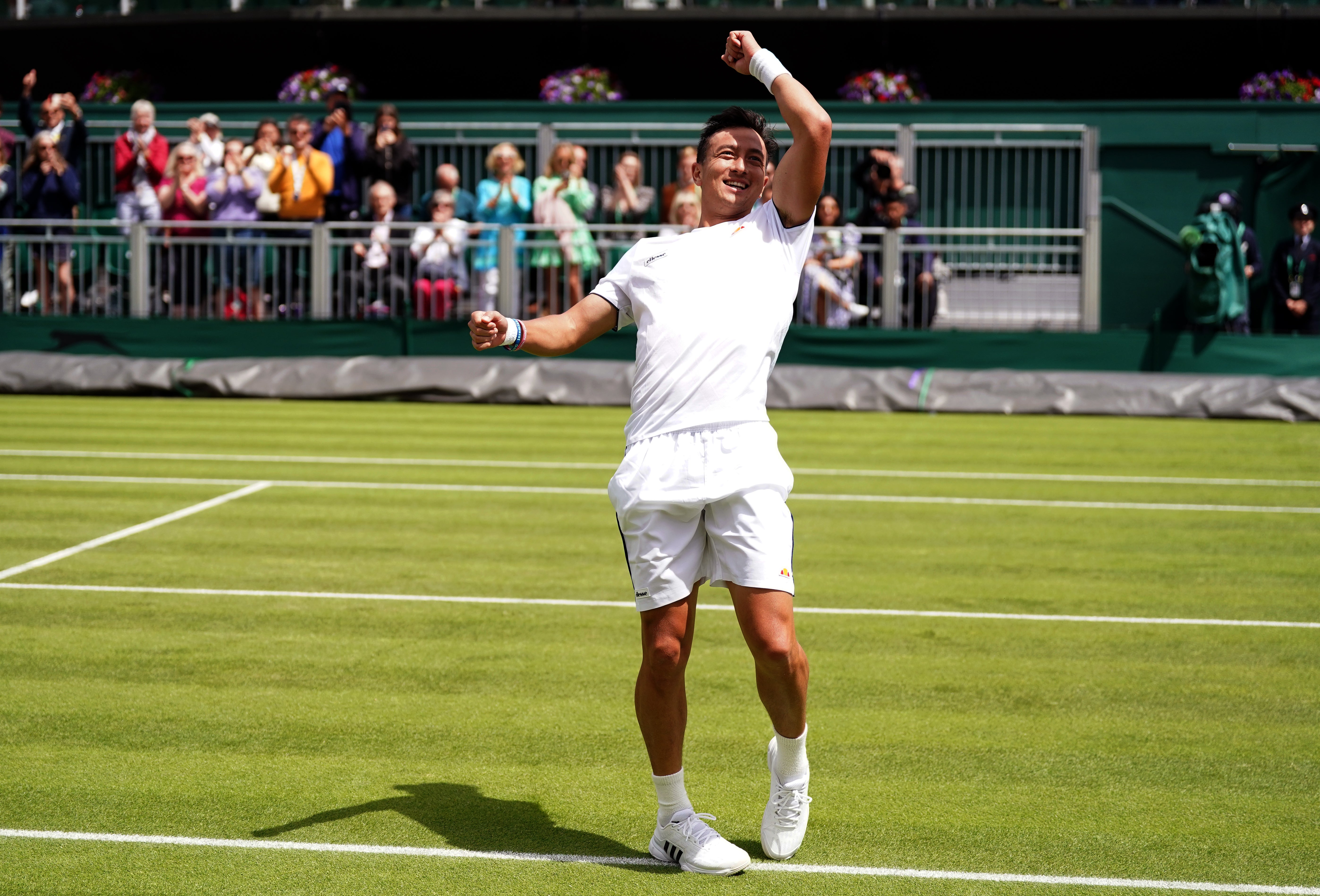 Ryan Peniston celebrates victory over Henri Laaksonen (Adam Davy/PA)