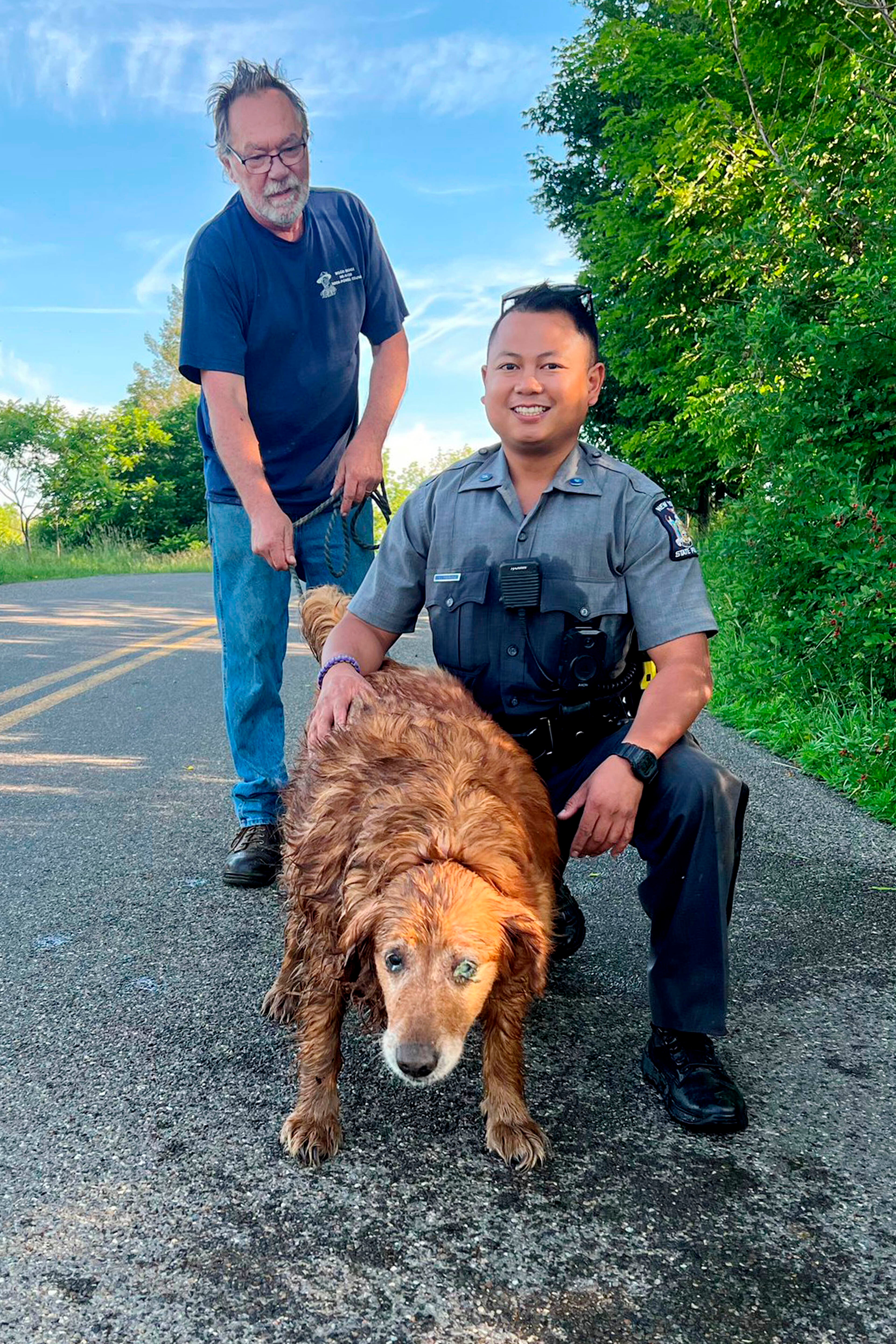 Dog in Drainage Pipe