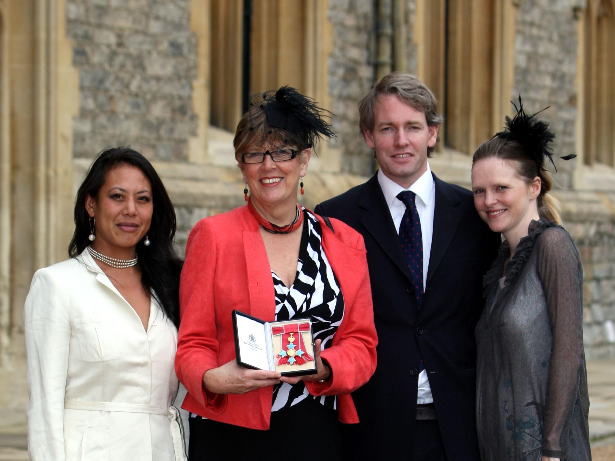 Kruger, who is the son of Prue Leith, star of ‘The Great British Bake Off’, pictured in 2010 when Dame Prue received her CBE, with daughter Li-Da (left) and Kruger’s wife Emma