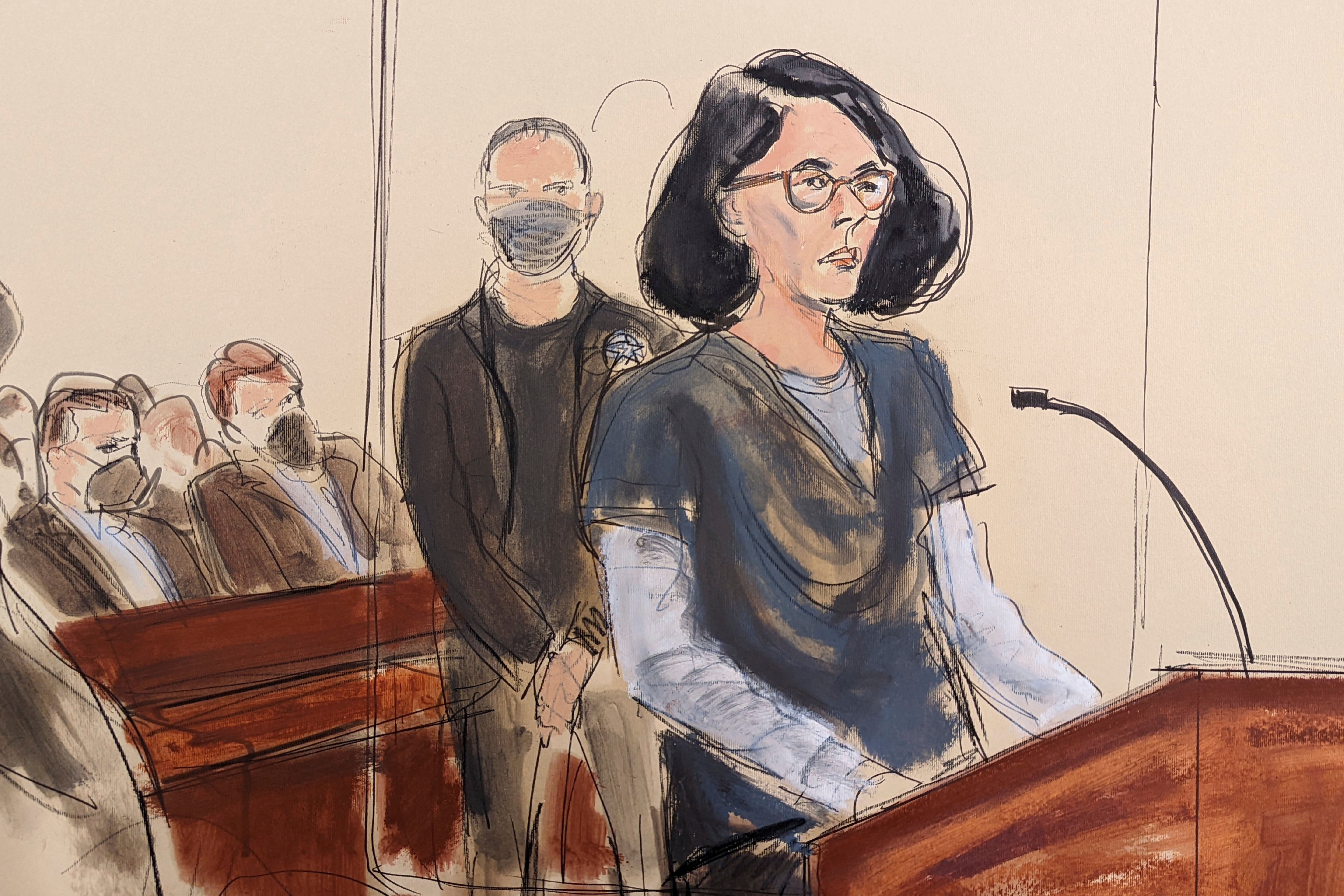 Ghislaine Maxwell gives her statement in federal court (Elizabeth Williams/AP)