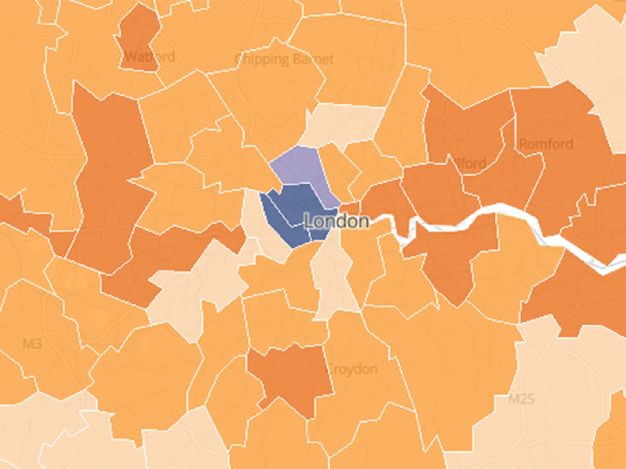 London’s population rose 0.6 million despite large falls in central boroughs