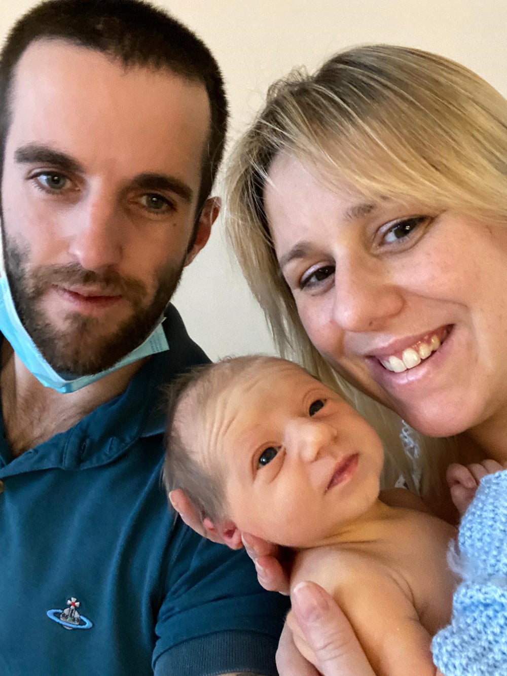 Claire and Kieran Wood with their newborn son, Bertie Wood, who was born on Valentine’s Day 2021 (Collect/PA Real Life)