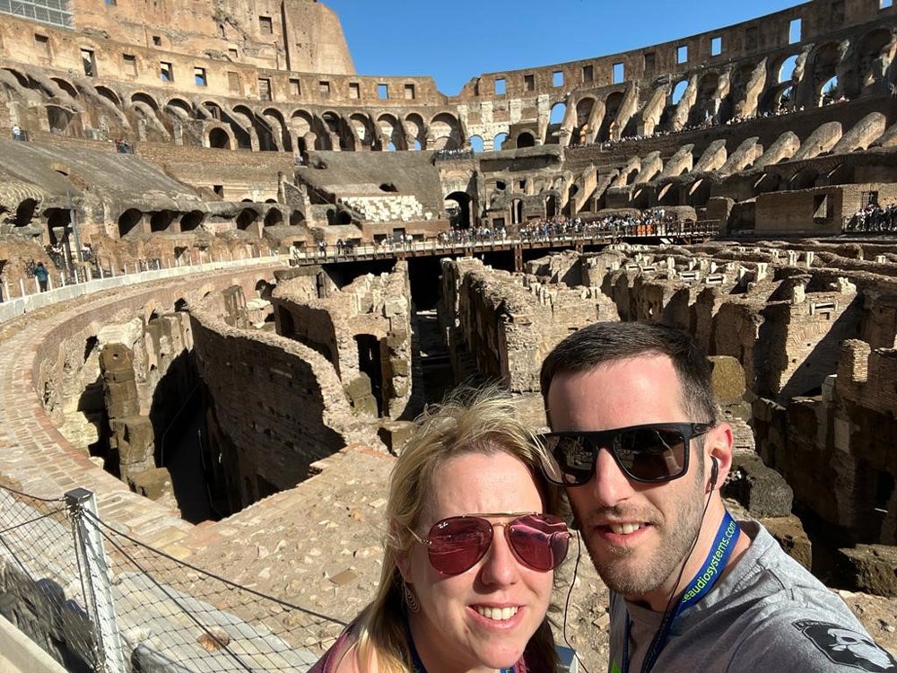 Kieran Wood, 34, and Claire Wood, 39, on their honeymoon in Rome (Collect/PA Real Life)