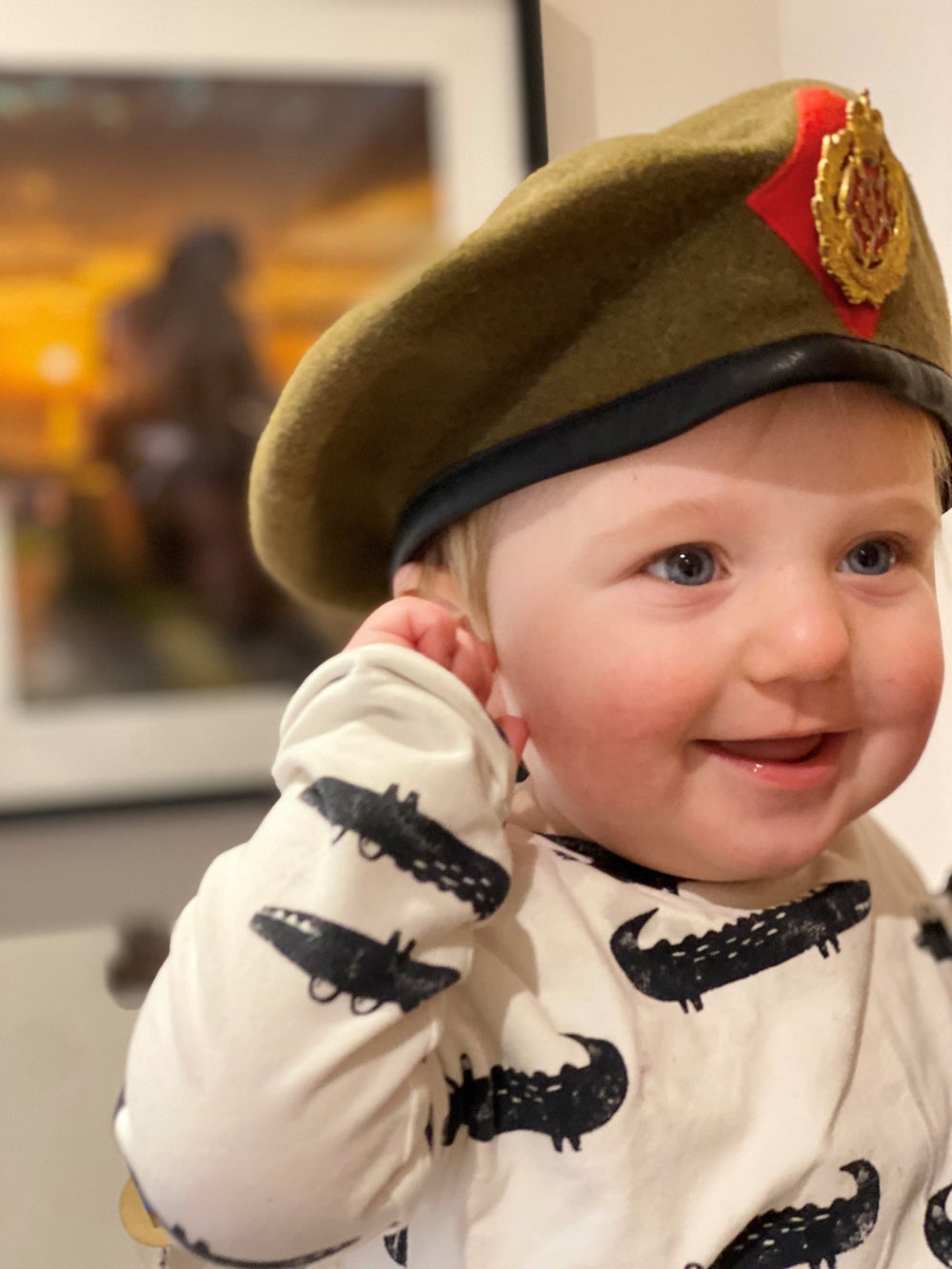 Bertie Wood, 16 months, wearing his dad’s army beret(Collect/PA Real Life)