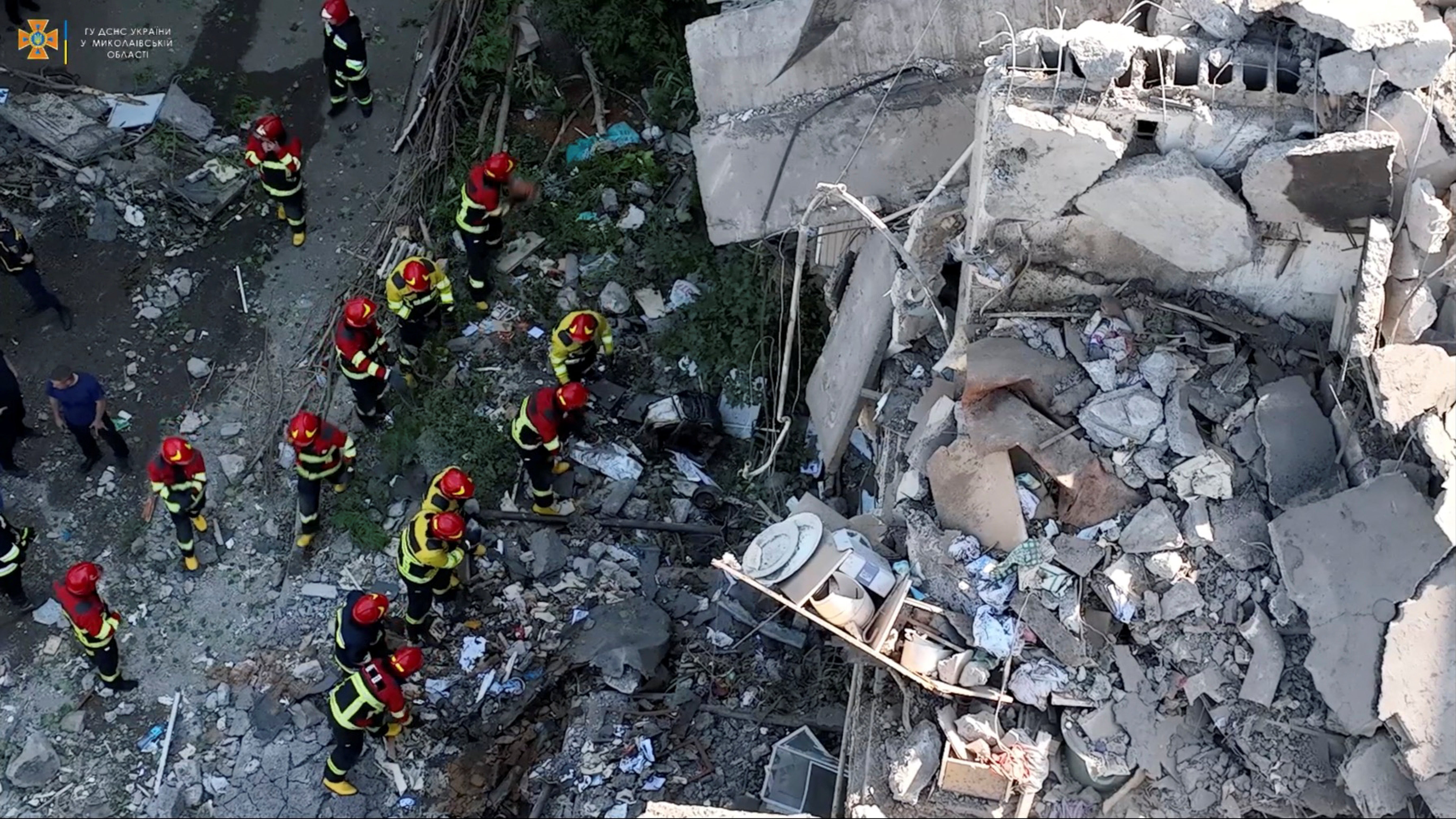 Three people are killed in a missile strike on an apartment block in Mykolaiv, Ukraine