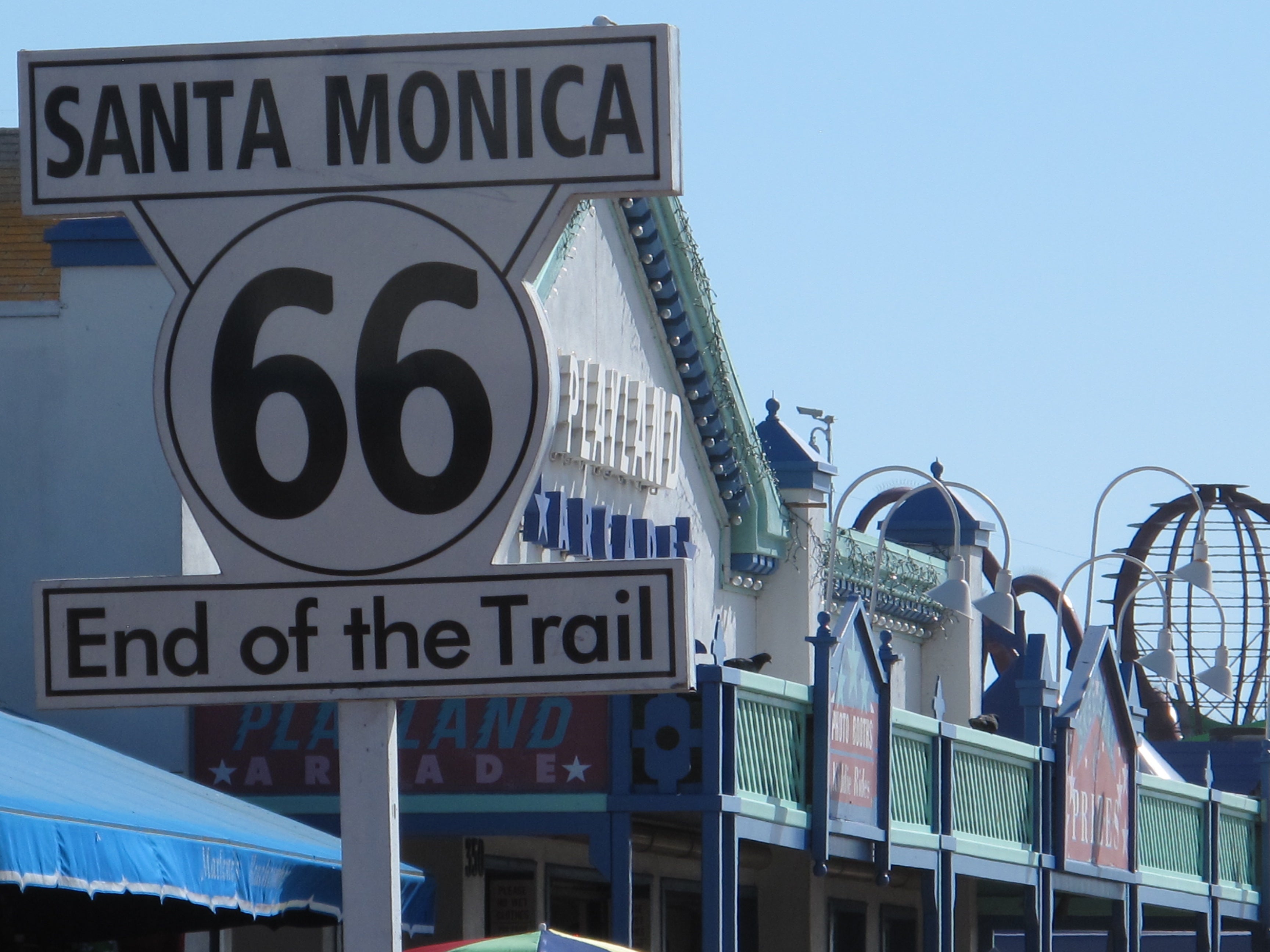 Journey’s End: the sign at Santa Monica pier marking the end of Route 66