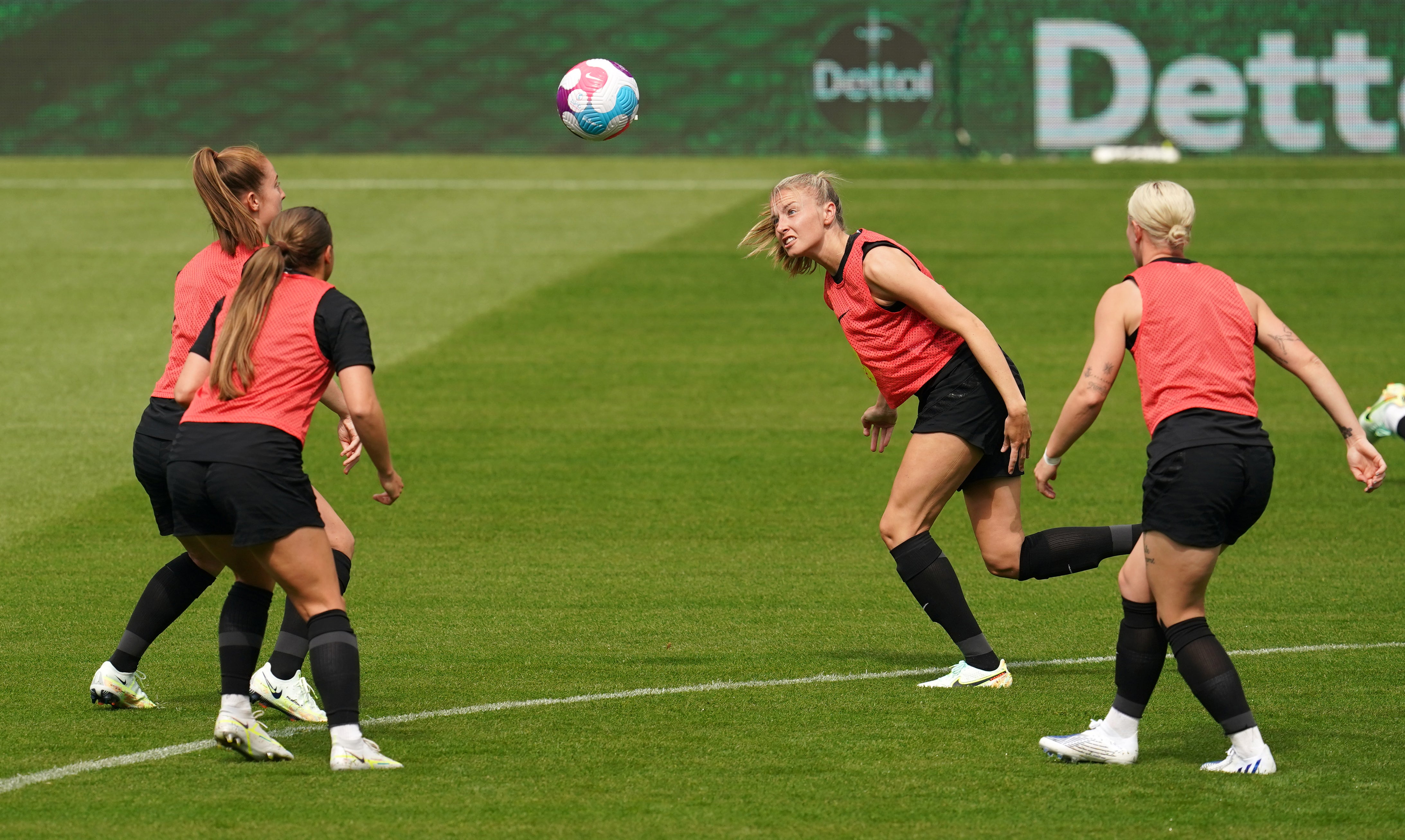 Leah Williamson enjoys herself in training (Nick Potts/PA)