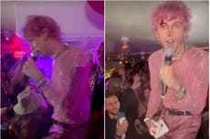 Machine Gun Kelly left covered in blood after smashing glass on his face during live performance