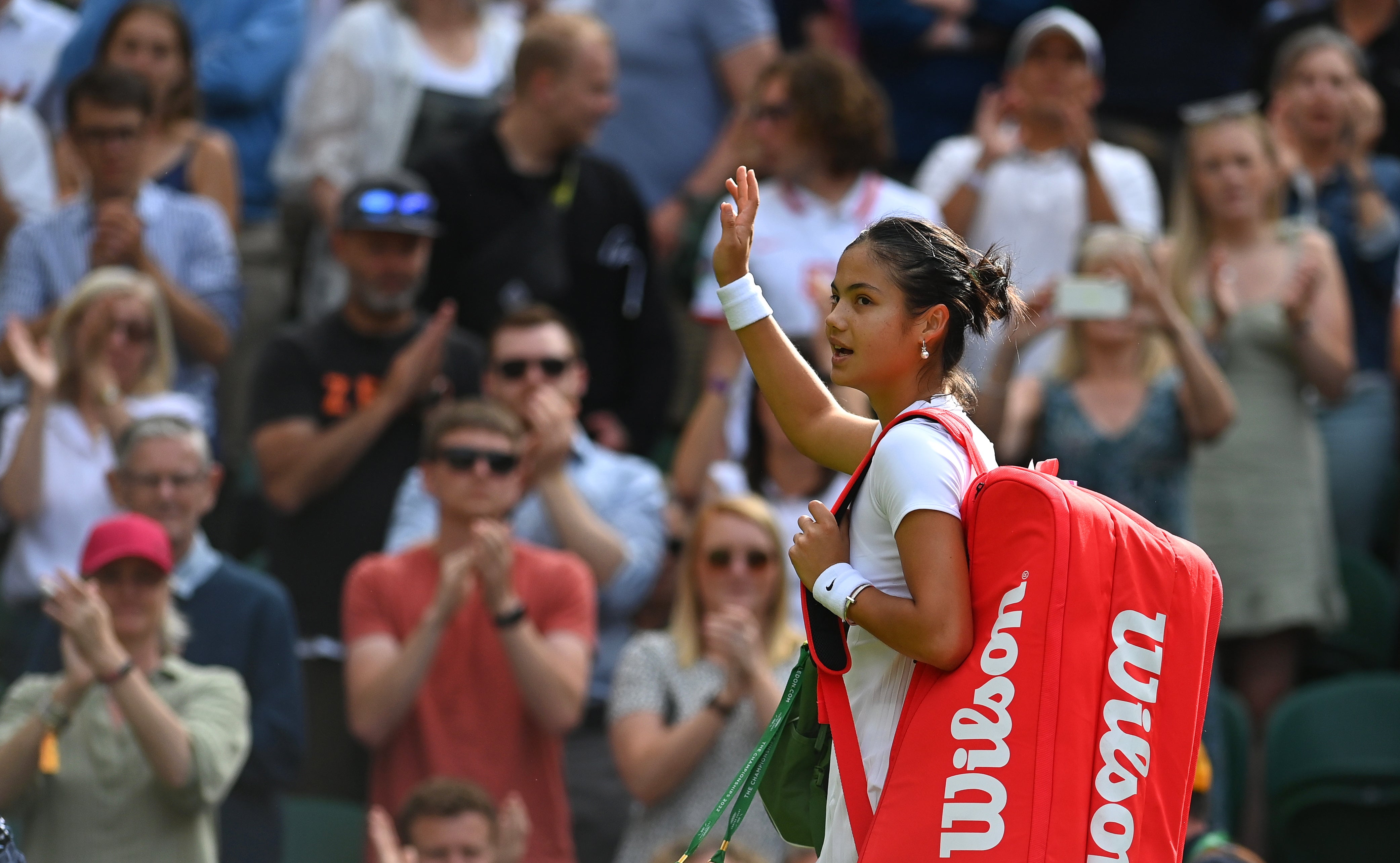 Emma Raducanu bids farewell to the Wimbledon crowd