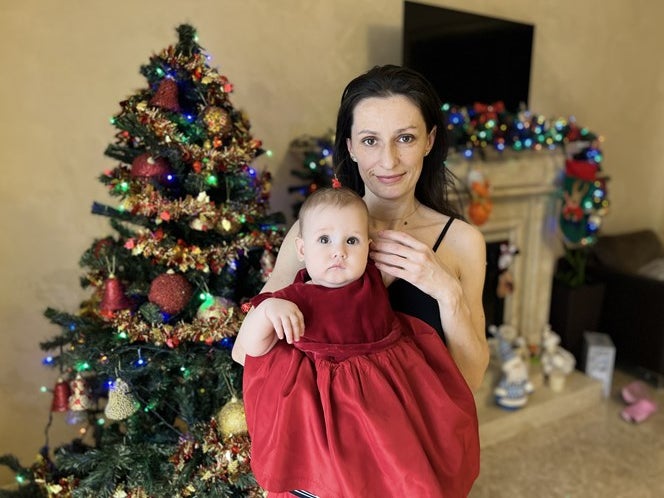 Maxim and Olga Hyryk, 36, dodged airstrikes as they made the nine-day journey through Ukraine to the Polish border with their five children and two mothers