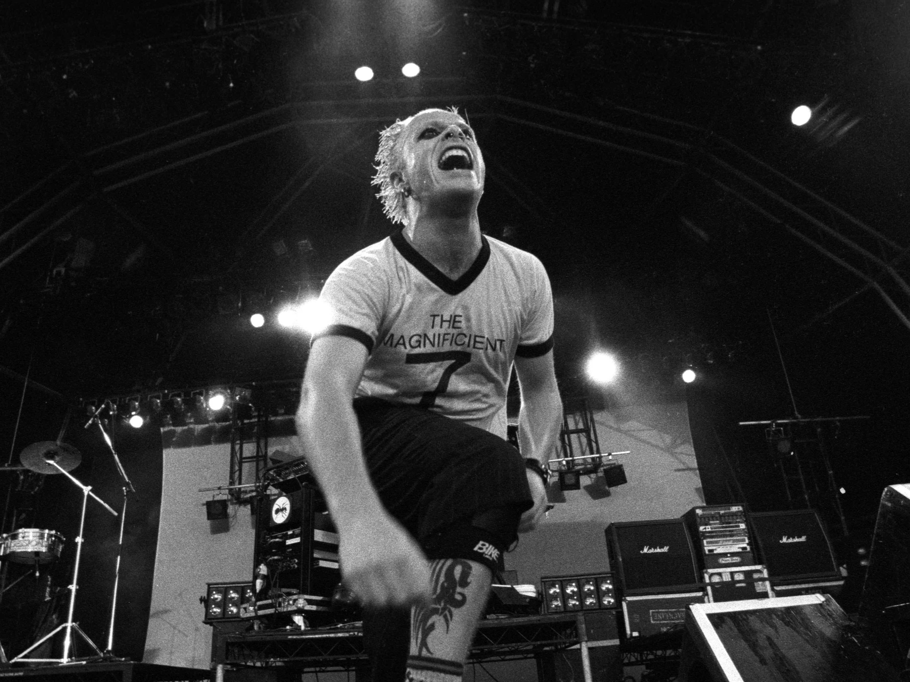 Keith Flint of The Prodigy performing in 1997