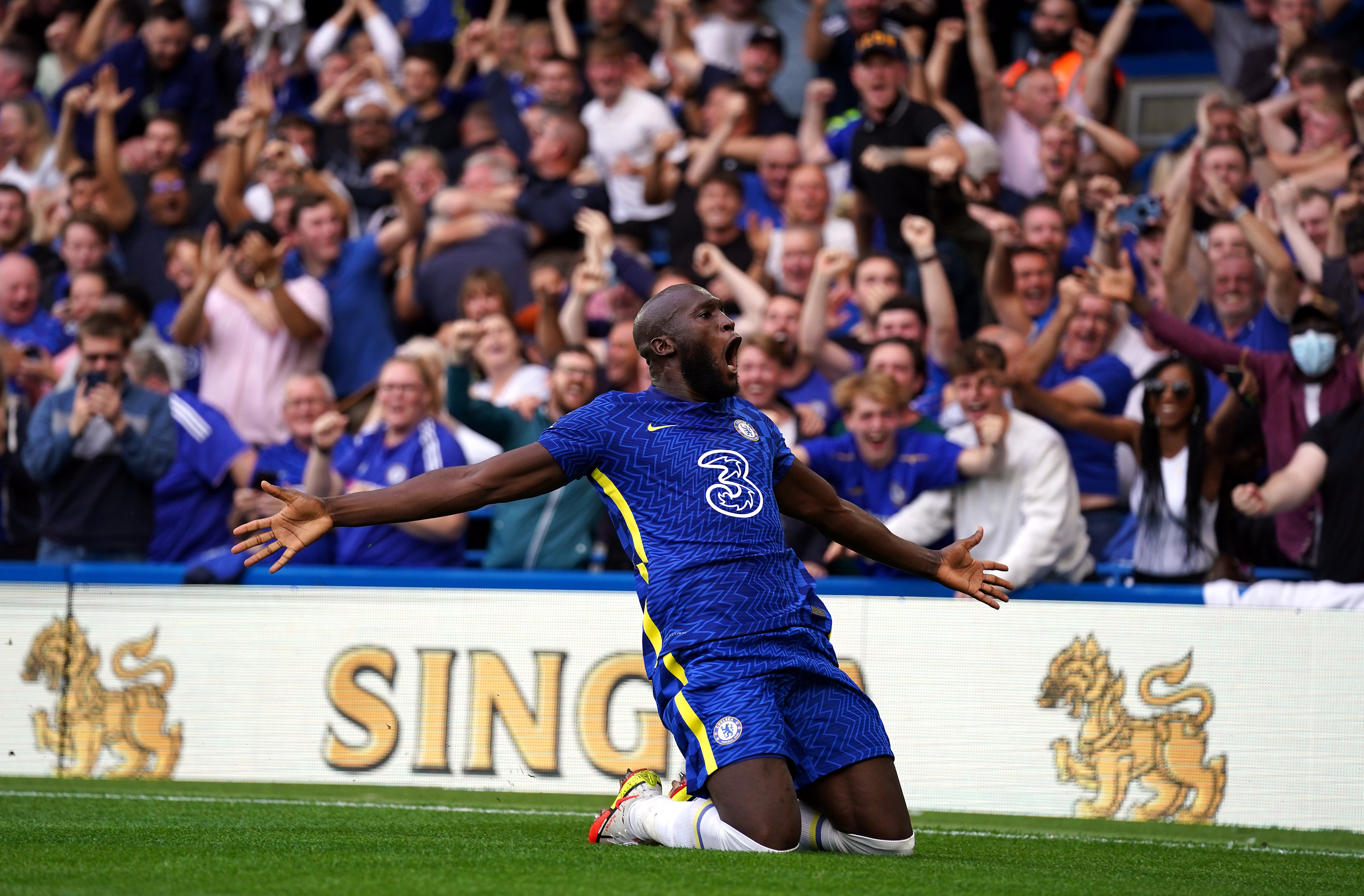 Lukaku celebrates scoring for Chelsea (PA)