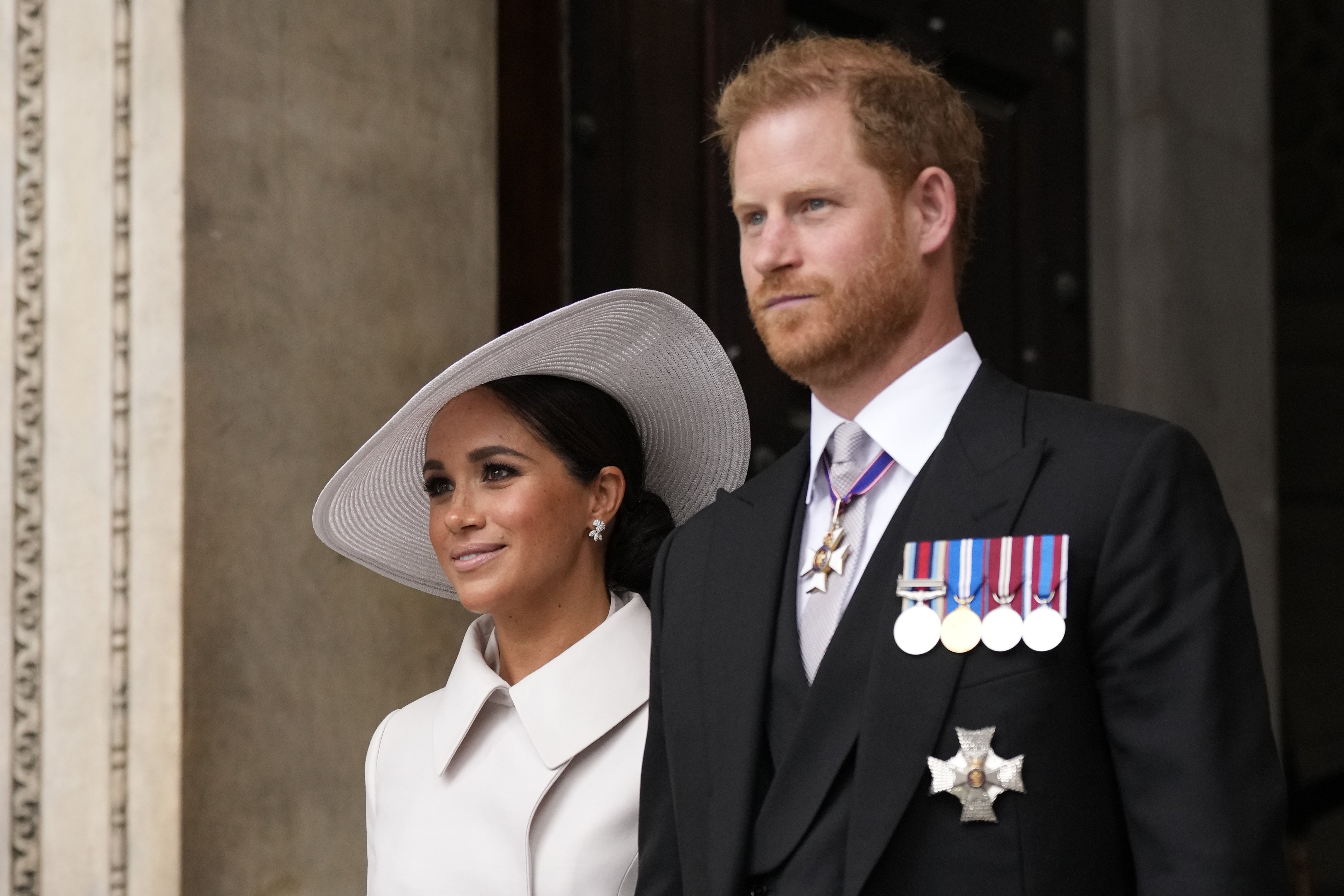 Meghan and Harry during the jubilee celebrations (Matt Dunham/PA)