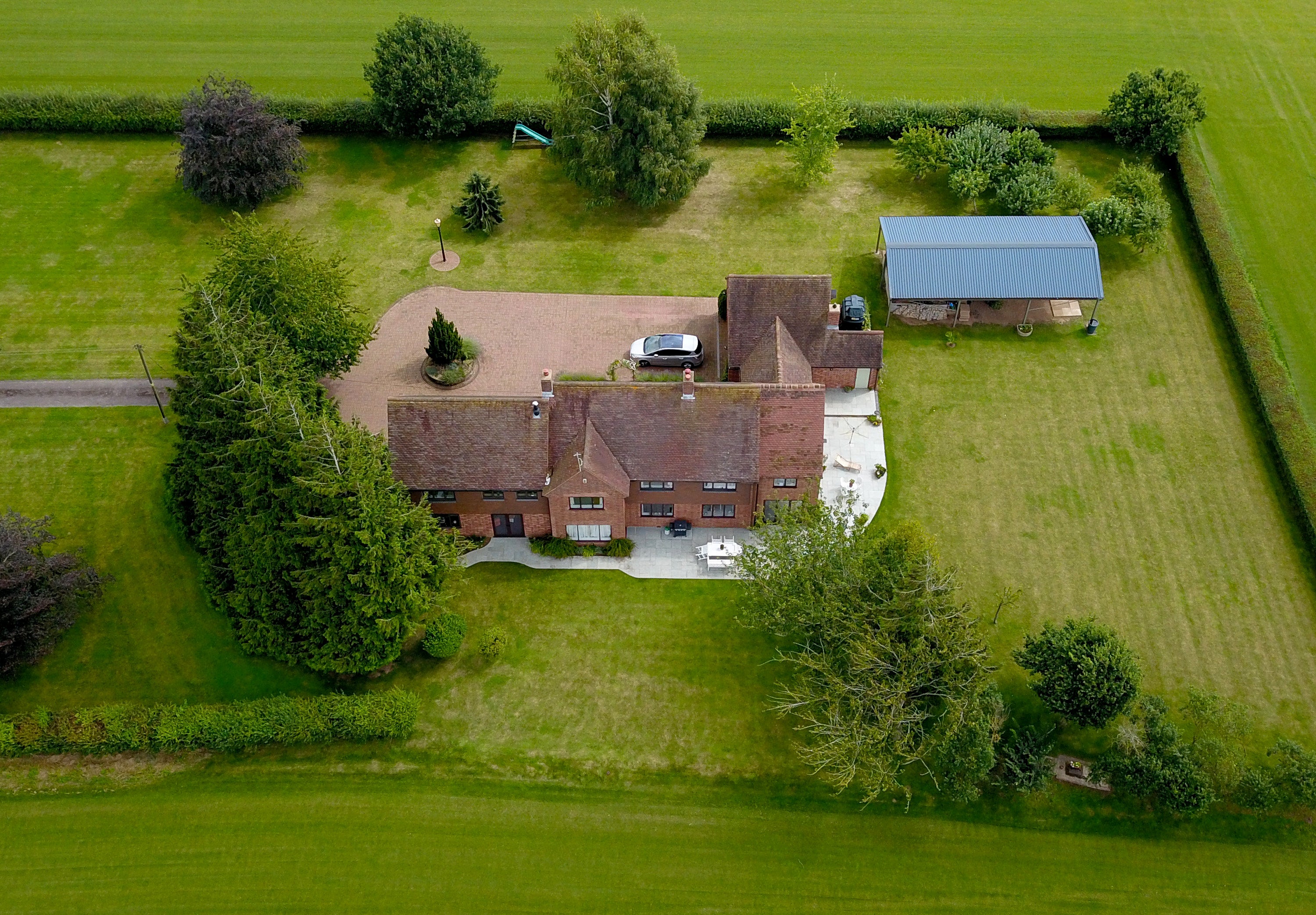 Aerial view of Quaking House Farm near Kempsey in Worcestershire where police discovered the remains of Brenda Venables in an underground cesspit