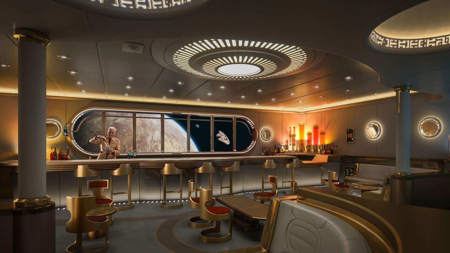 The Hyperspace Lounge is inspired by Star Wars