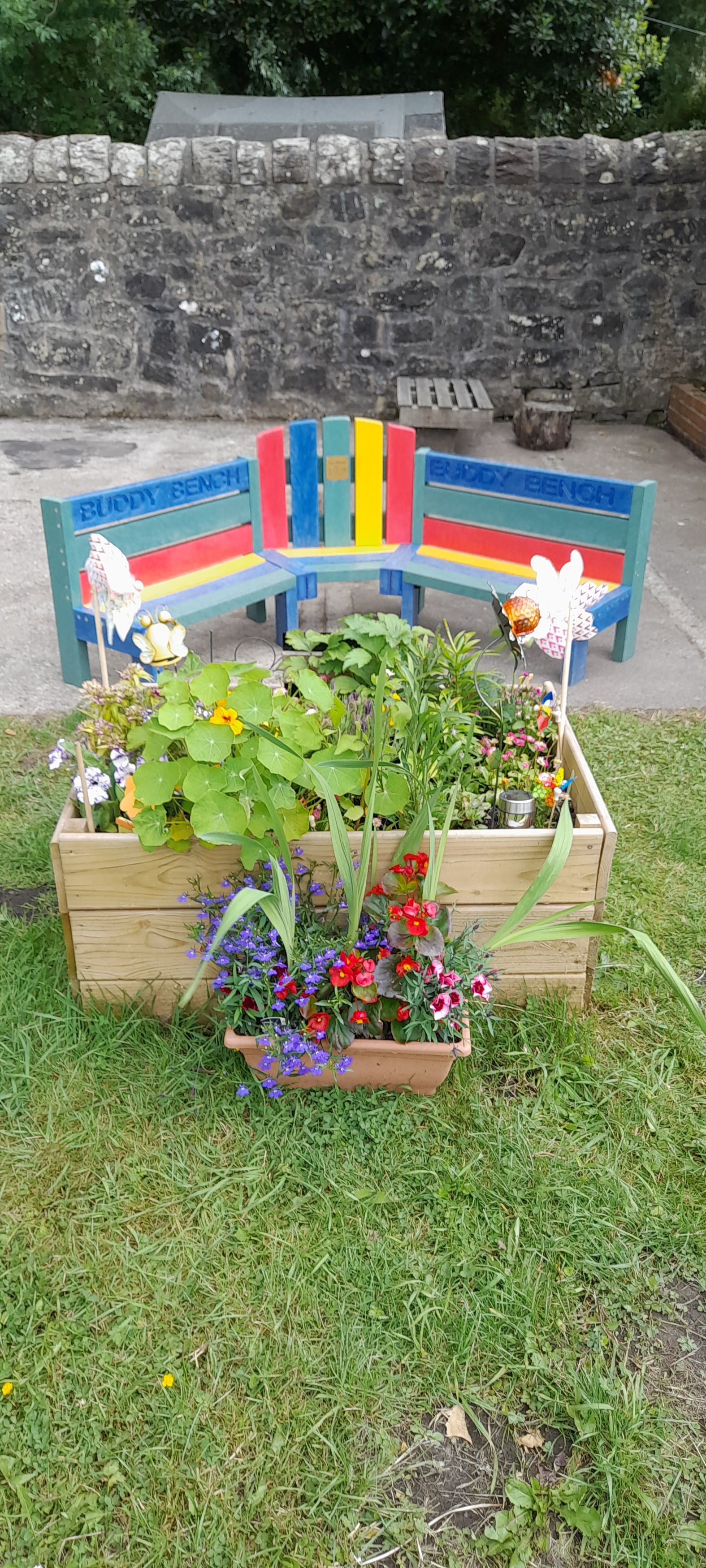 A memorial garden at Tondu Primary School in Bridgend for Logan Mwangi