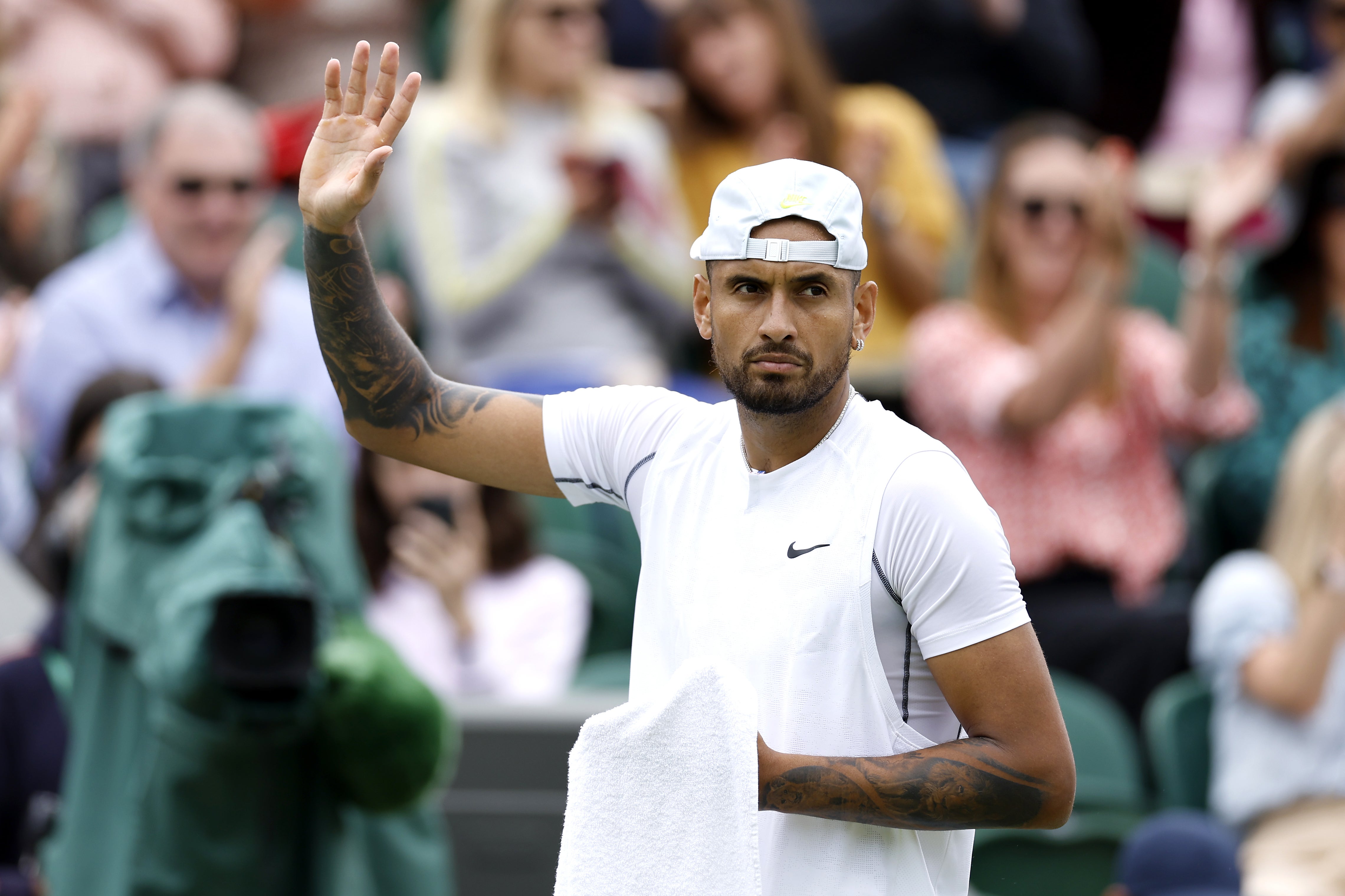 Nick Kyrgios applauds the spectators following victory over Filip Krajinovic (Steven Paston/PA)