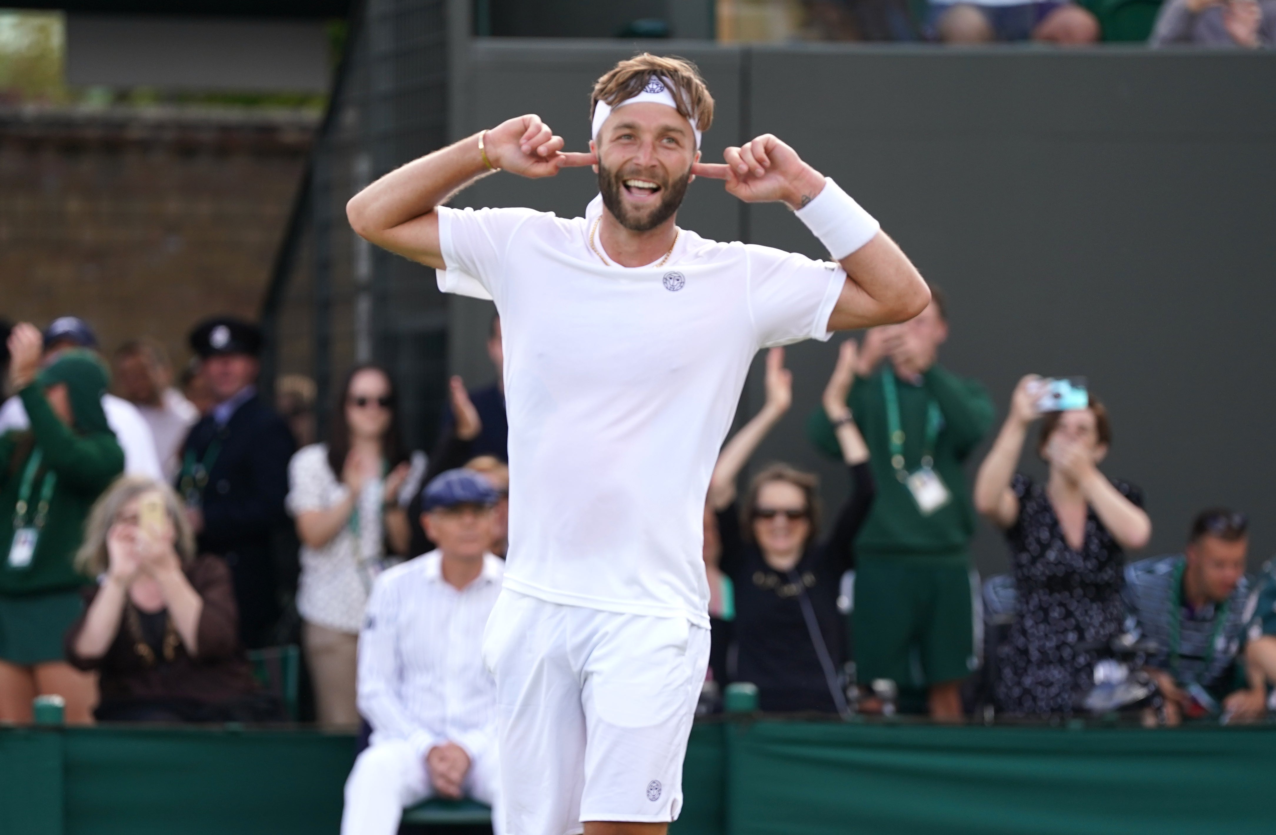 Liam Broady celebrates his victory