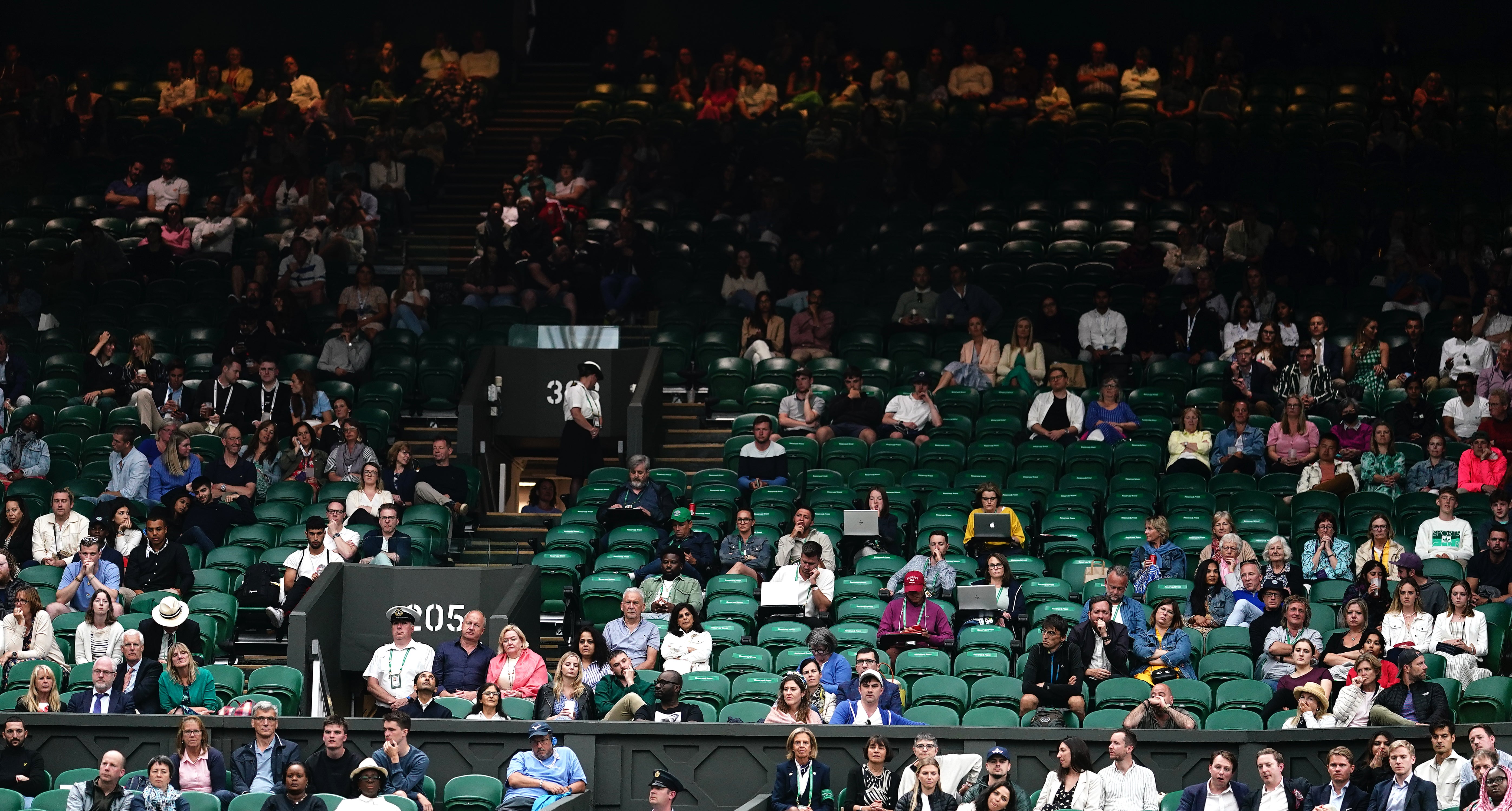 Empty seats on Centre Court during day four of the 2022 Wimbledon Championships at the All England Lawn Tennis and Croquet Club, Wimbledon (Aaron Chown/PA)