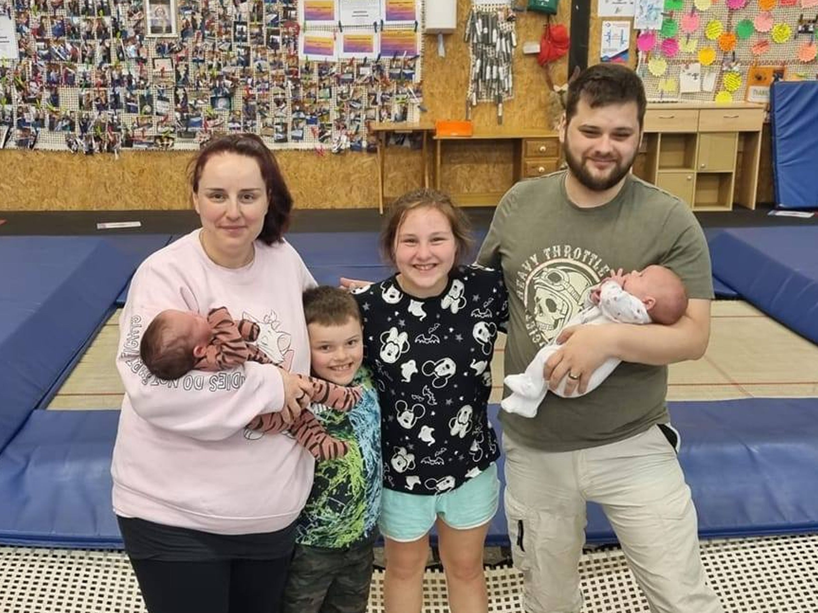 Claire Armstrong and her husband Jonathon with their twins, Phoebe and Jacob, daughter Lily and son Alex