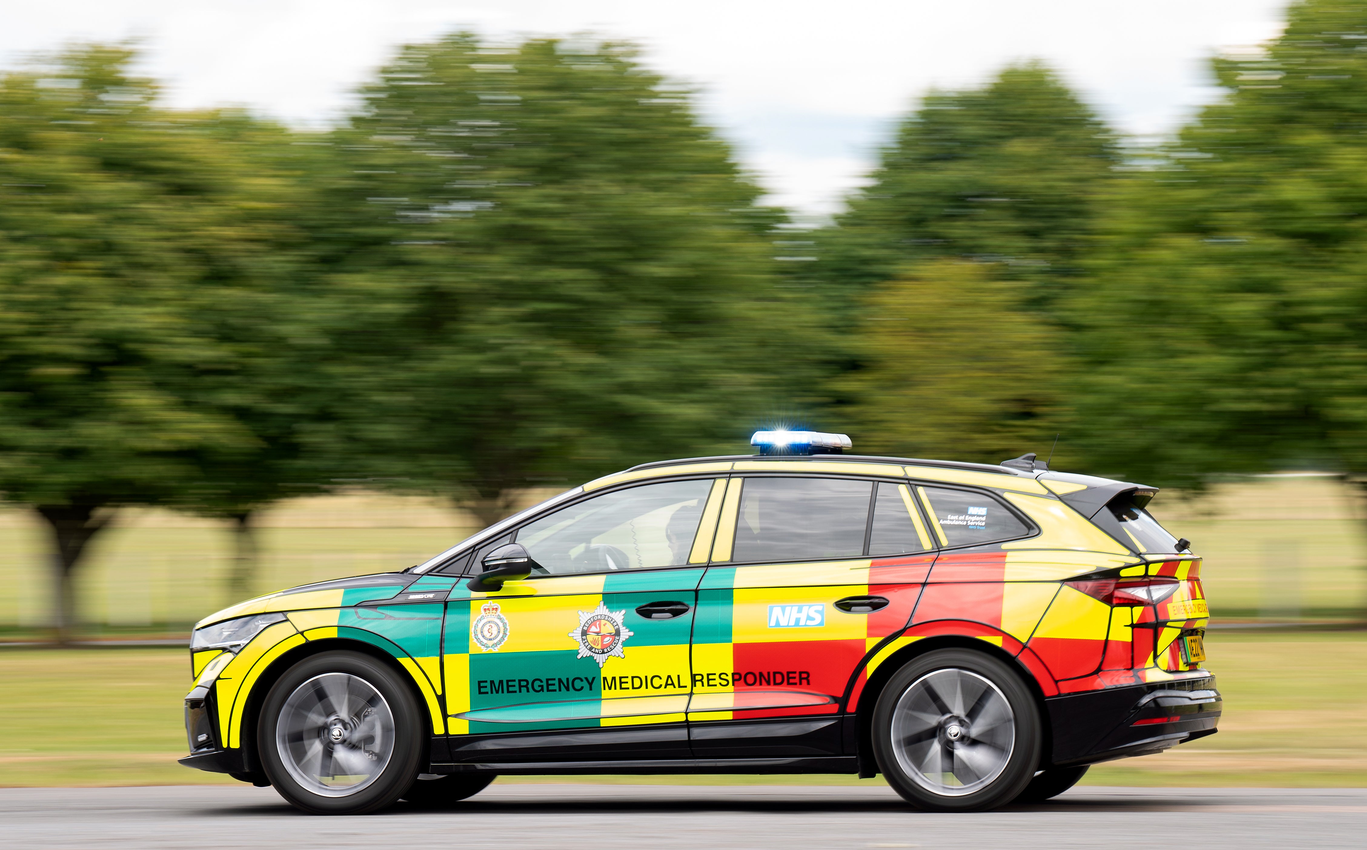 One of the new electric rapid response vehicles, the Skoda Enyaq iV 80x, which is being trialled by the East of England Ambulance Service NHS Trust across the region. (Joe Giddens/ PA)