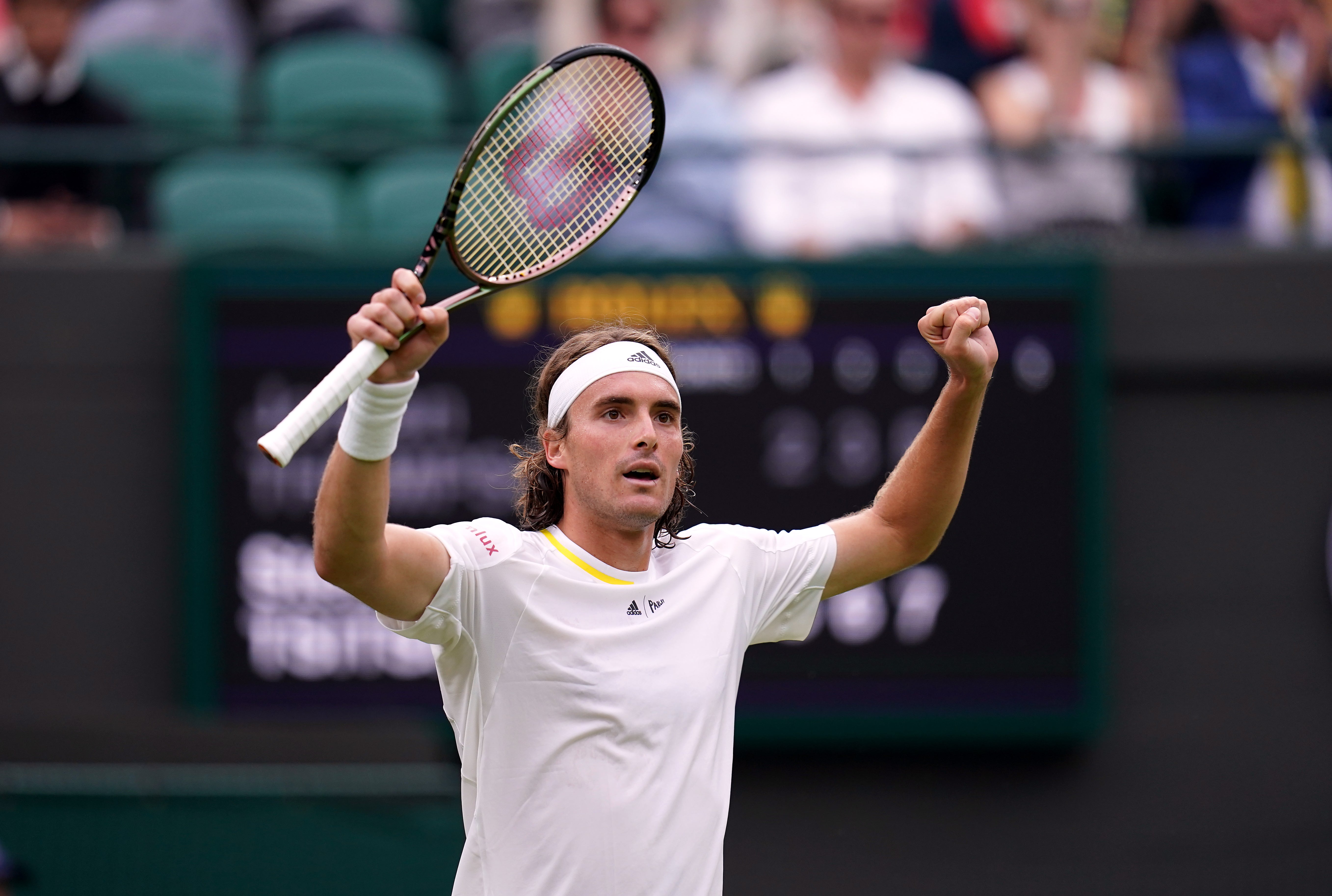 Stefanos Tsitsipas was brushing up on the local lingo at Wimbledon (John Walton/PA)